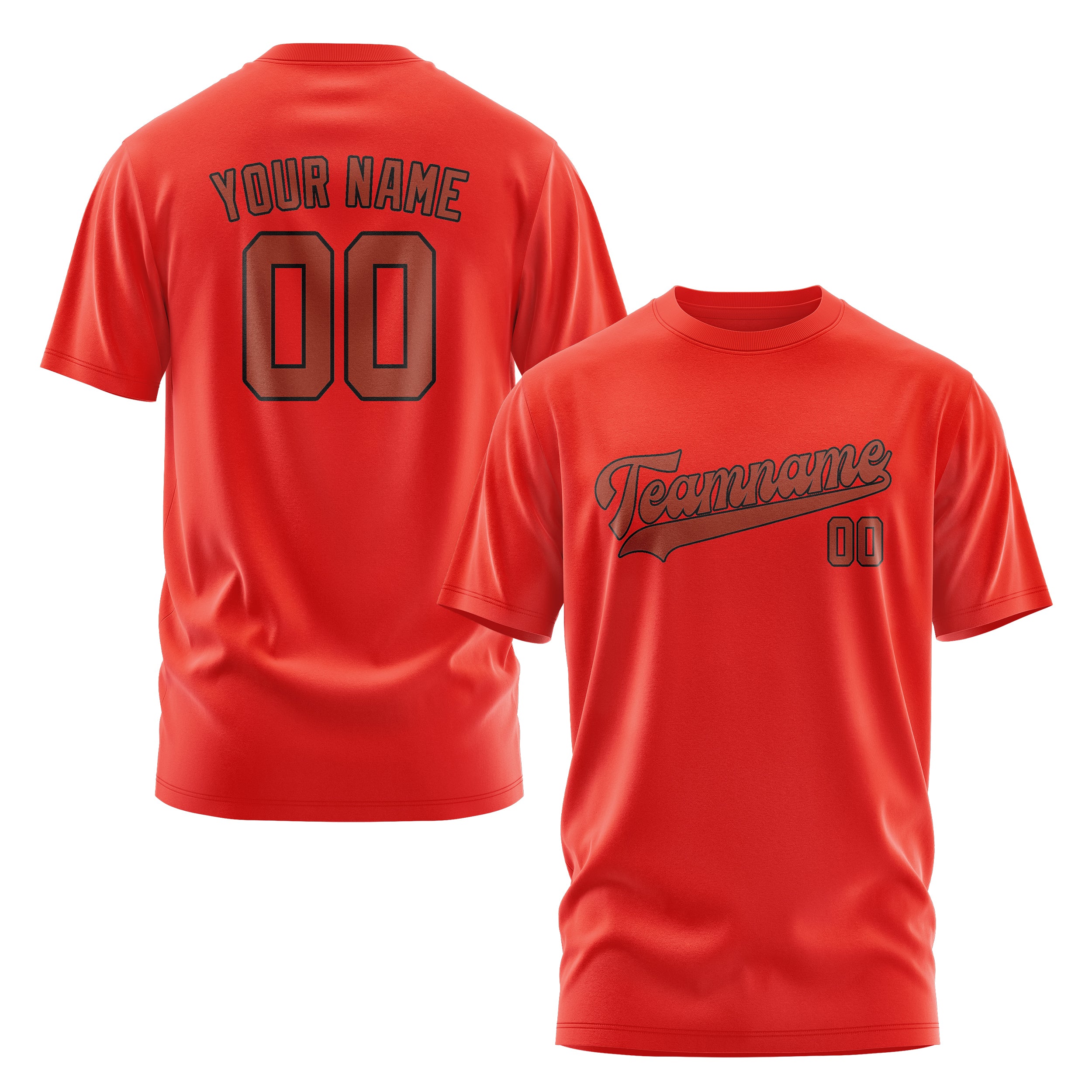 Maßgeschneidertes Orangerot Korallenrot T-Shirt