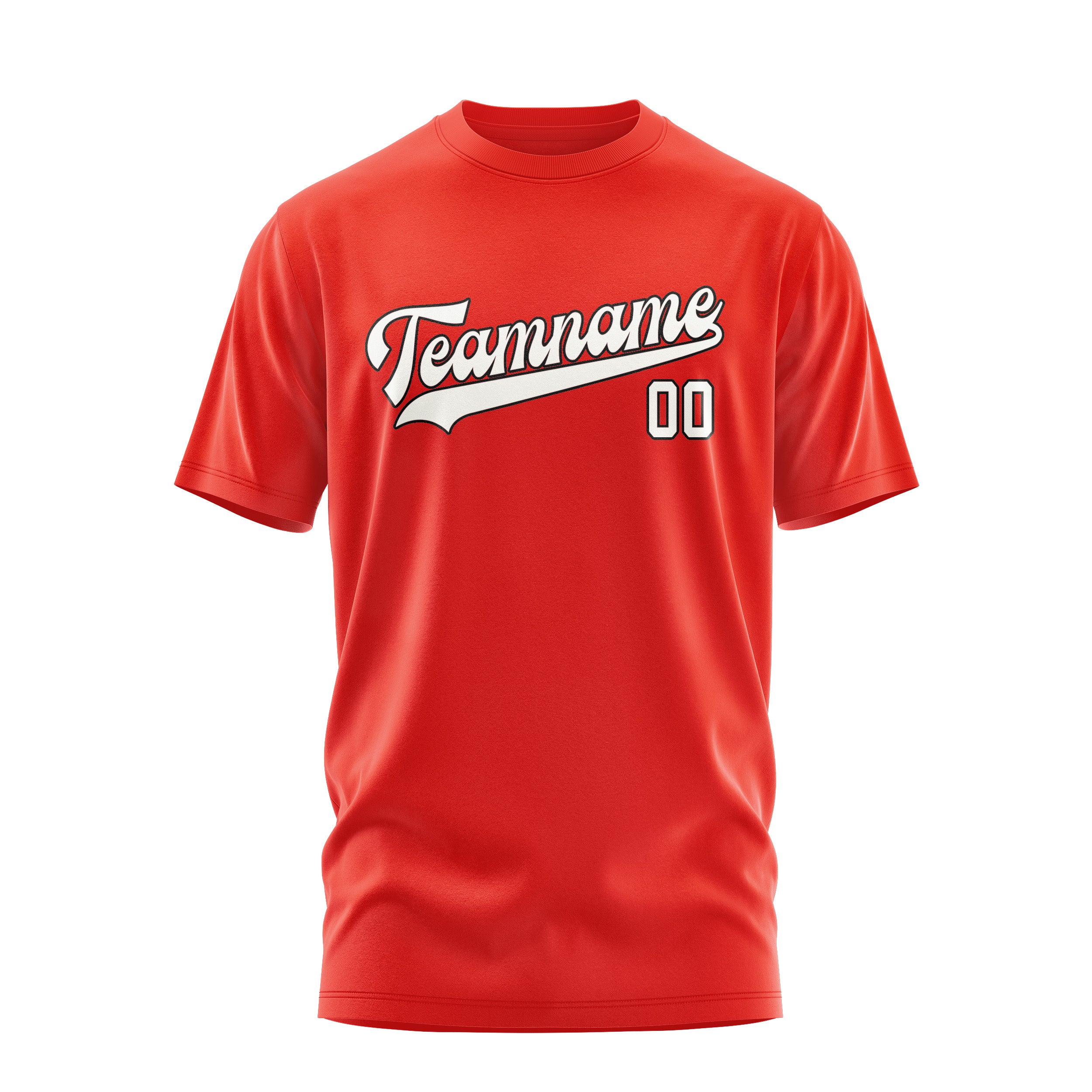 Maßgeschneidertes Orangerot Weiß T-Shirt