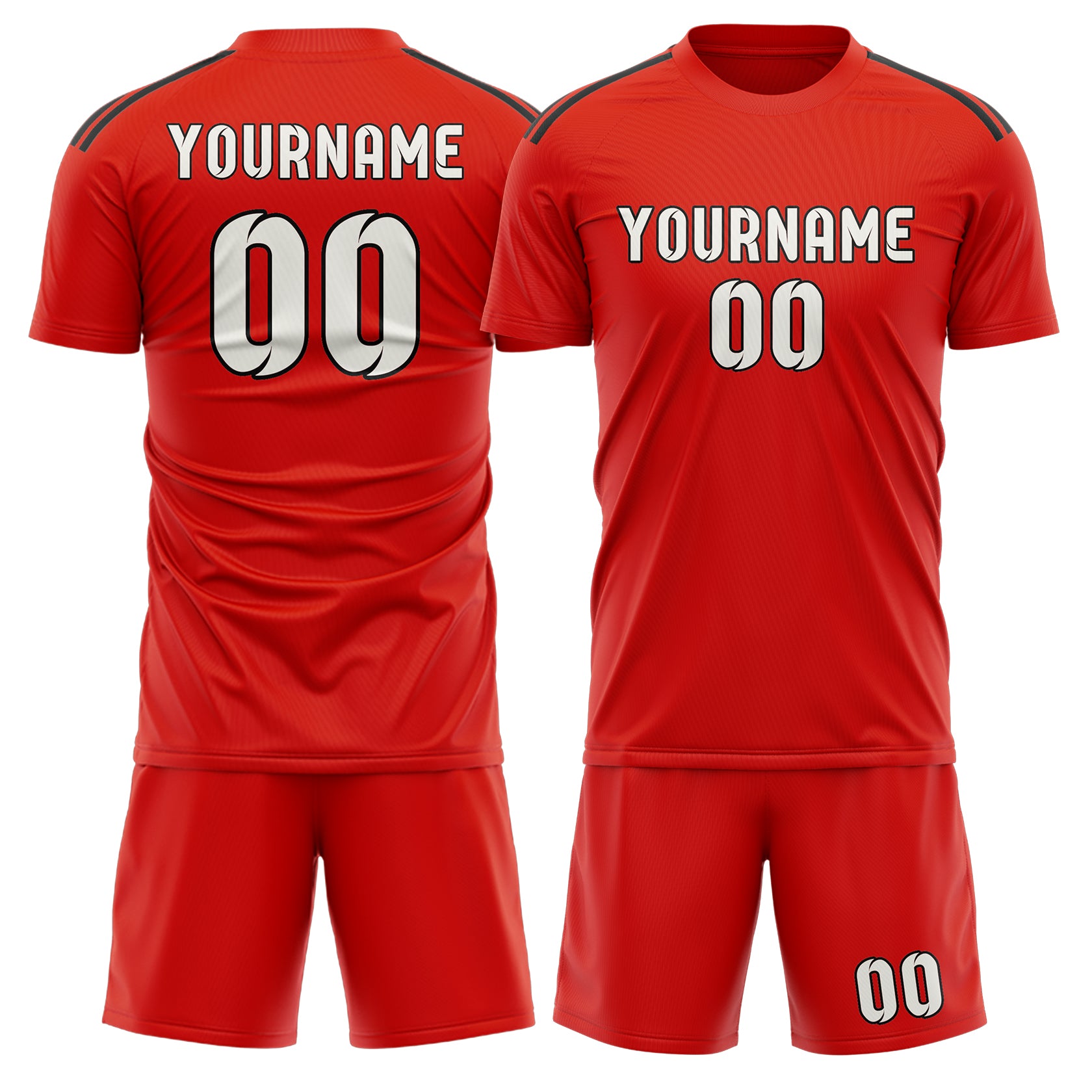 Maßgeschneidertes Professionelles Orangerot Weiß Fußballtrikot-Set