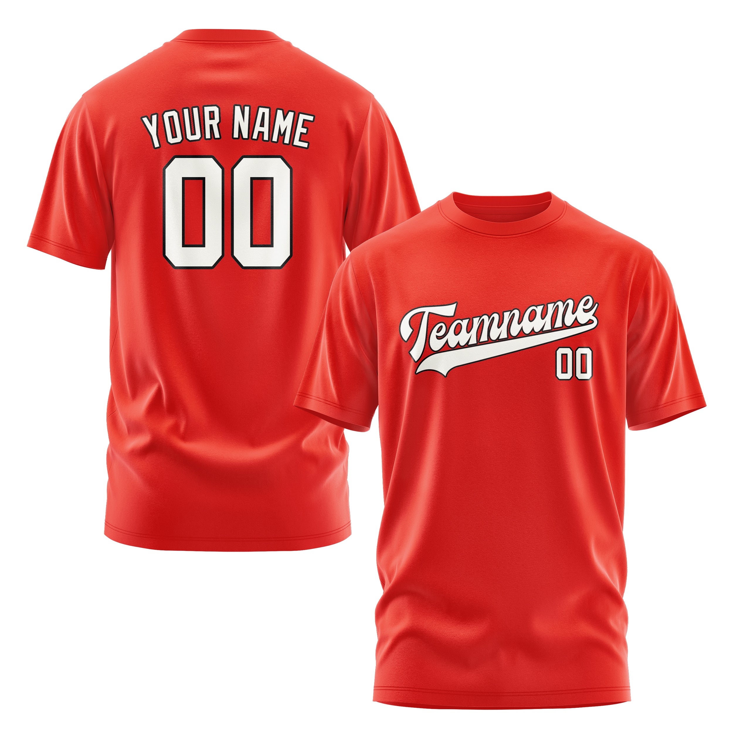 Maßgeschneidertes Orangerot Weiß T-Shirt