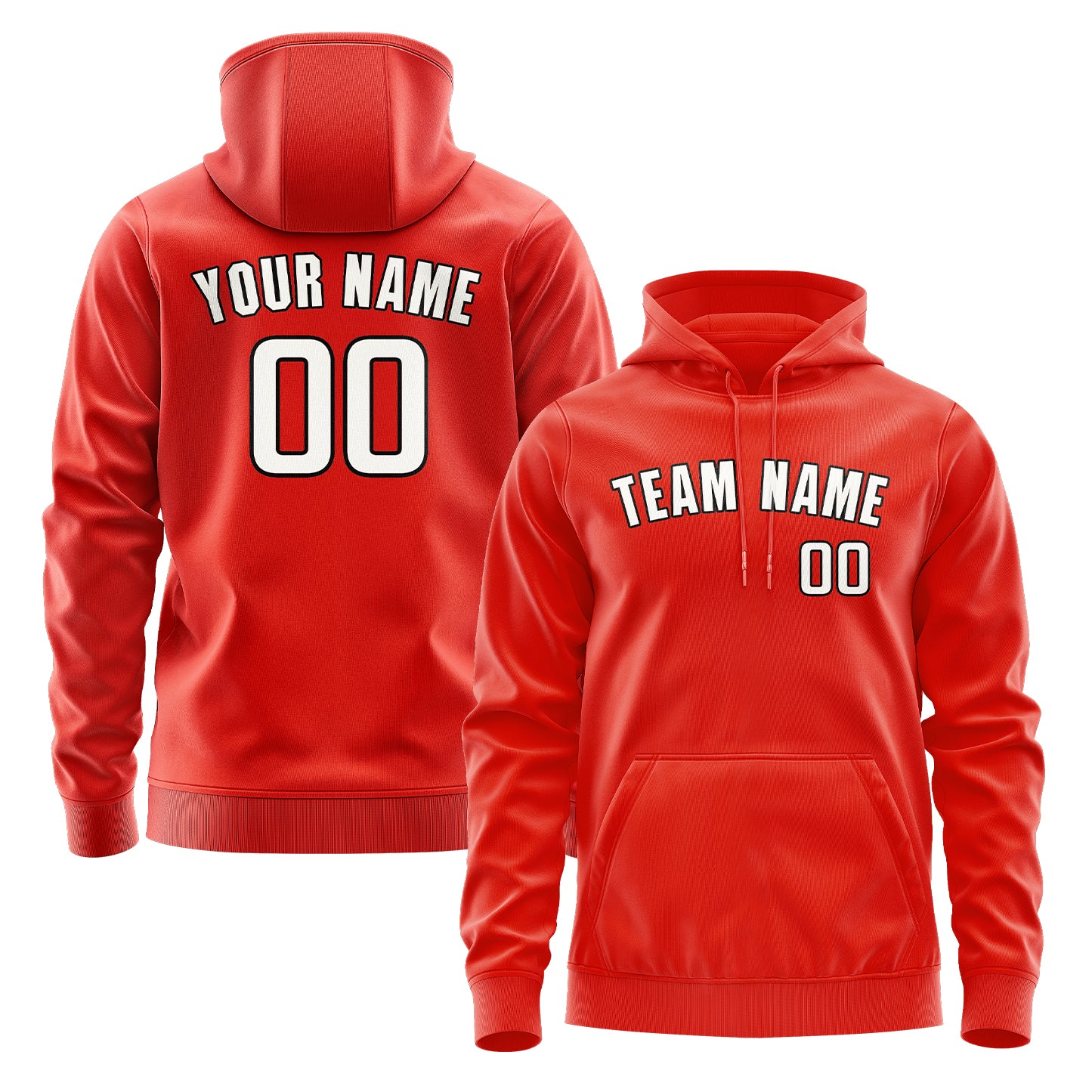Maßgeschneidertes Orangerot Weiß Hoodie