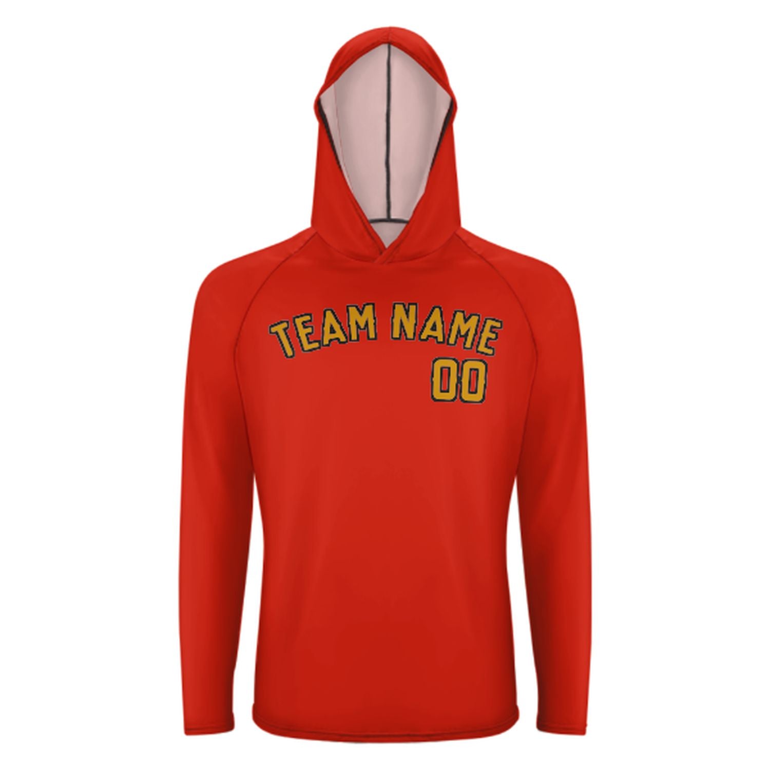 Maßgeschneidertes Orangerot Gelb UV-Hoodie