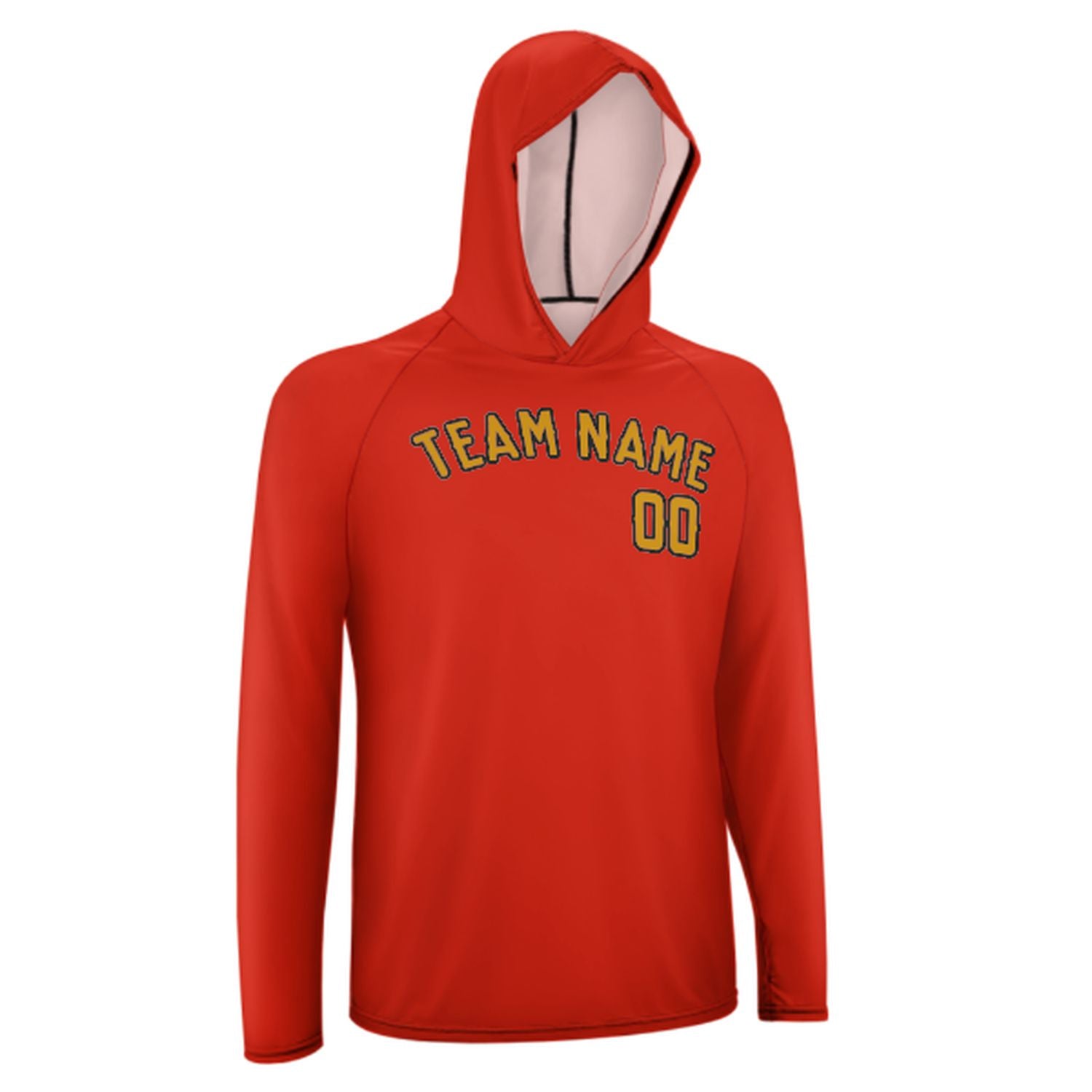 Maßgeschneidertes Orangerot Gelb UV-Hoodie