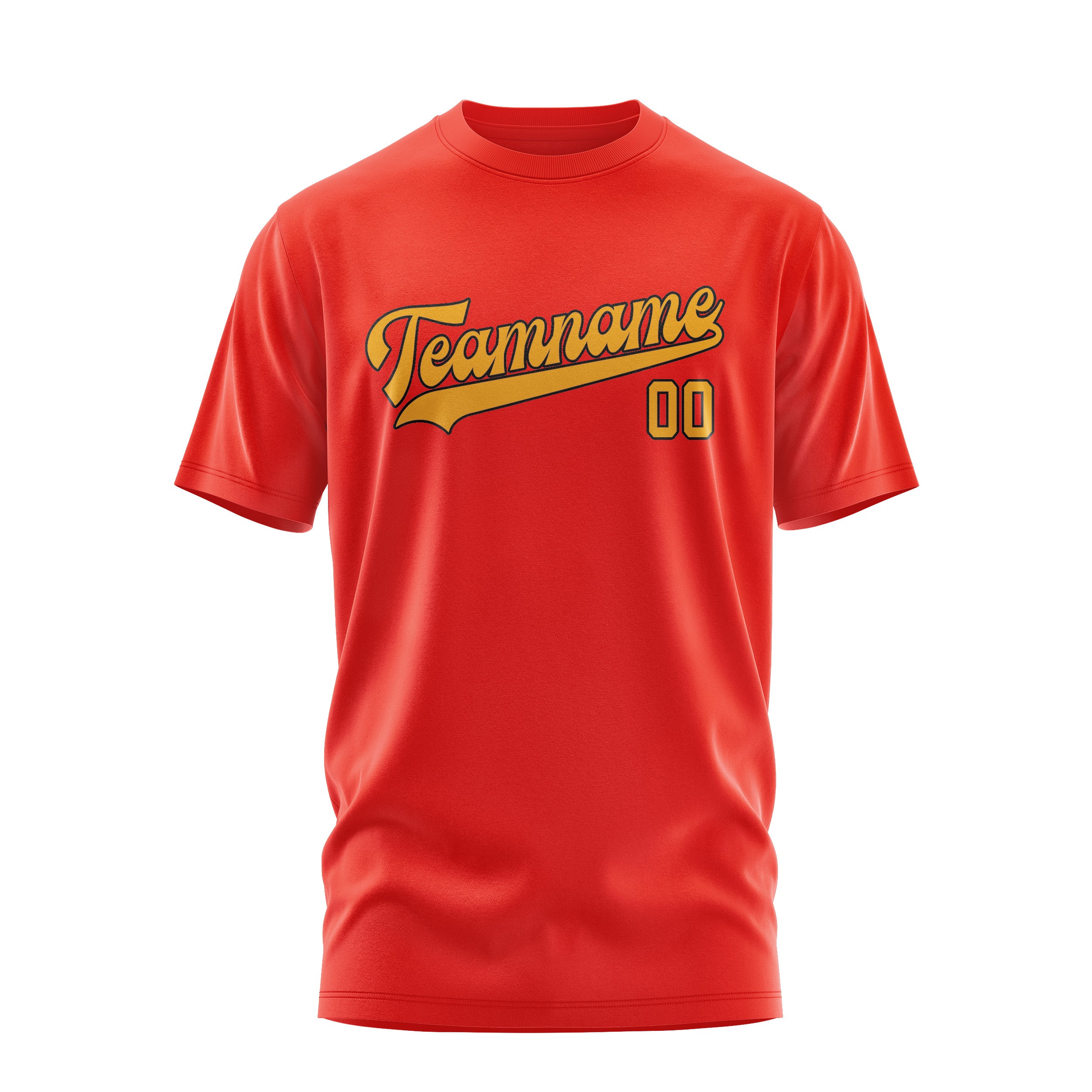 Maßgeschneidertes Orangerot Gelb T-Shirt