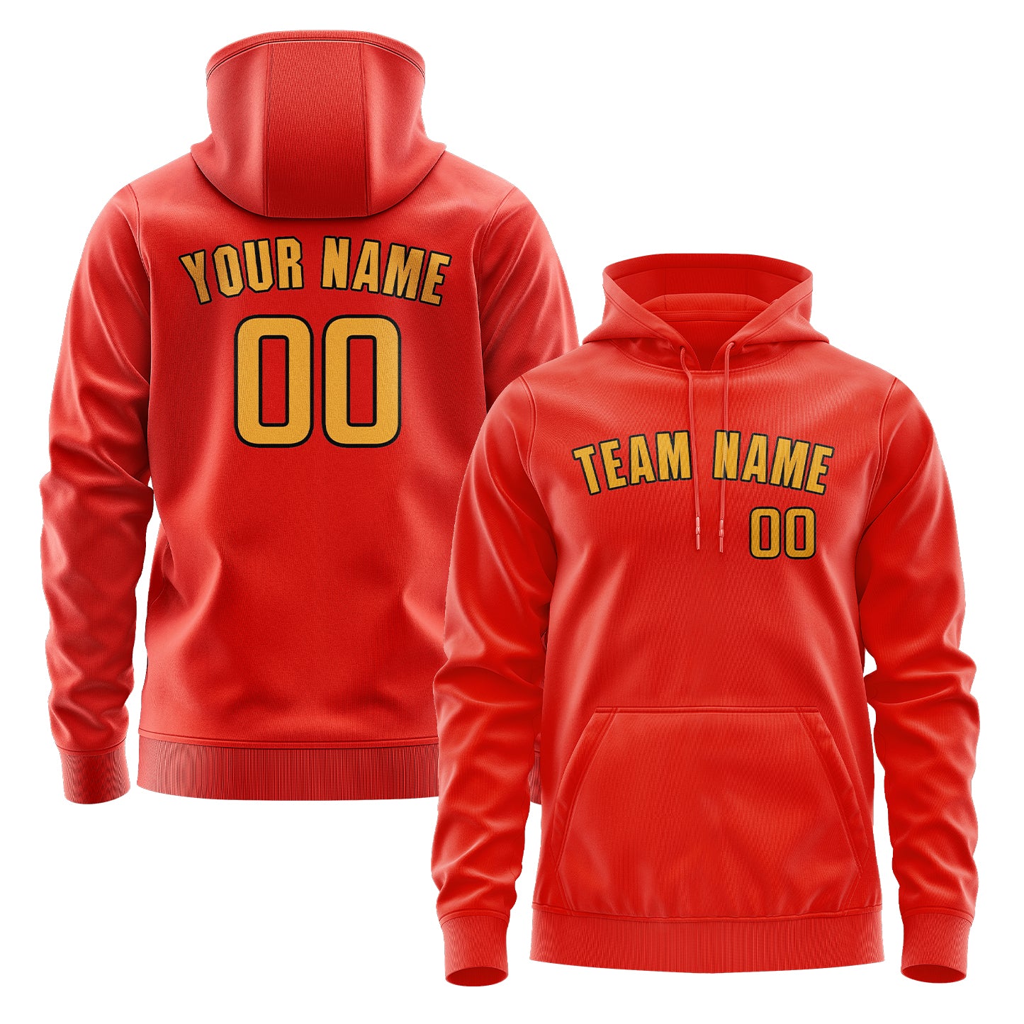 Maßgeschneidertes Orangerot Gelb Hoodie