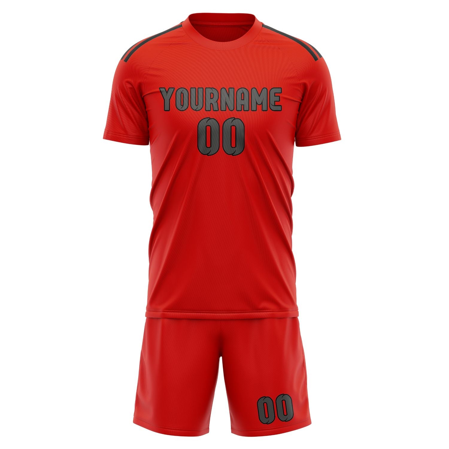 Maßgeschneidertes Professionelles Orangerot Dunkelgrau Fußballtrikot-Set