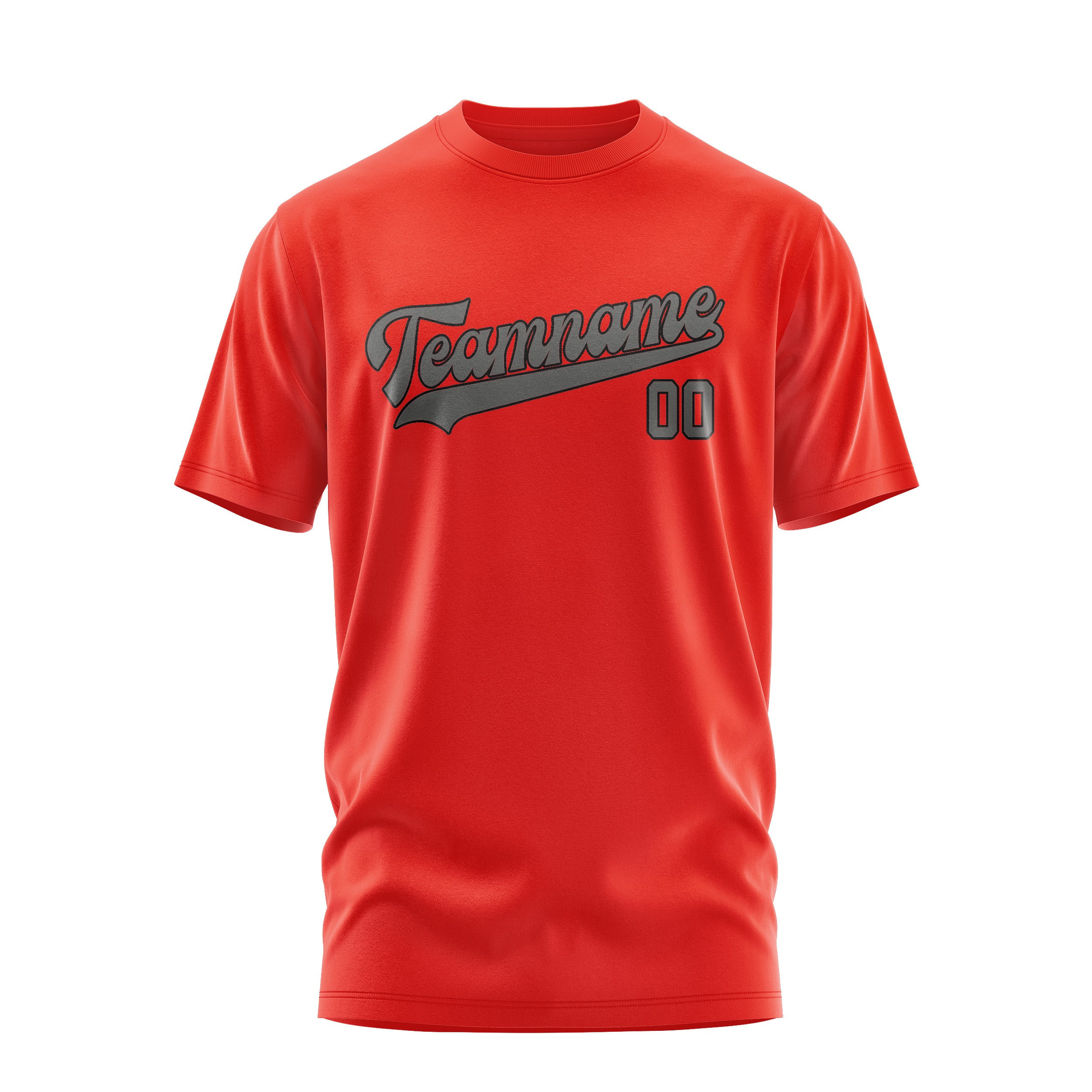 Maßgeschneidertes Orangerot Dunkelgrau T-Shirt