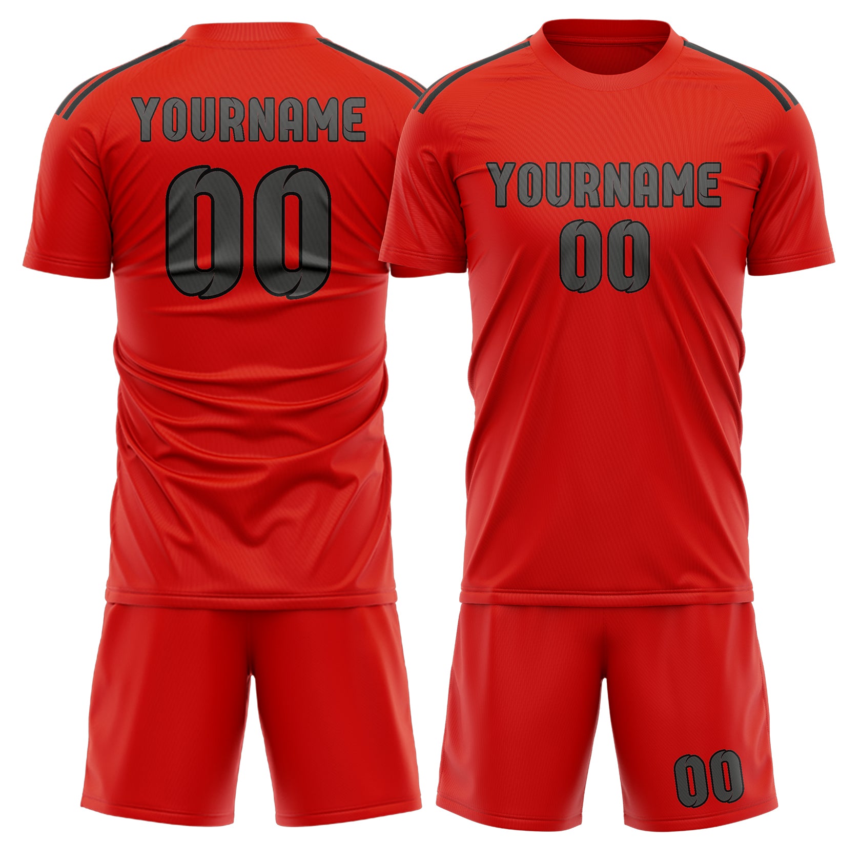 Maßgeschneidertes Professionelles Orangerot Dunkelgrau Fußballtrikot-Set