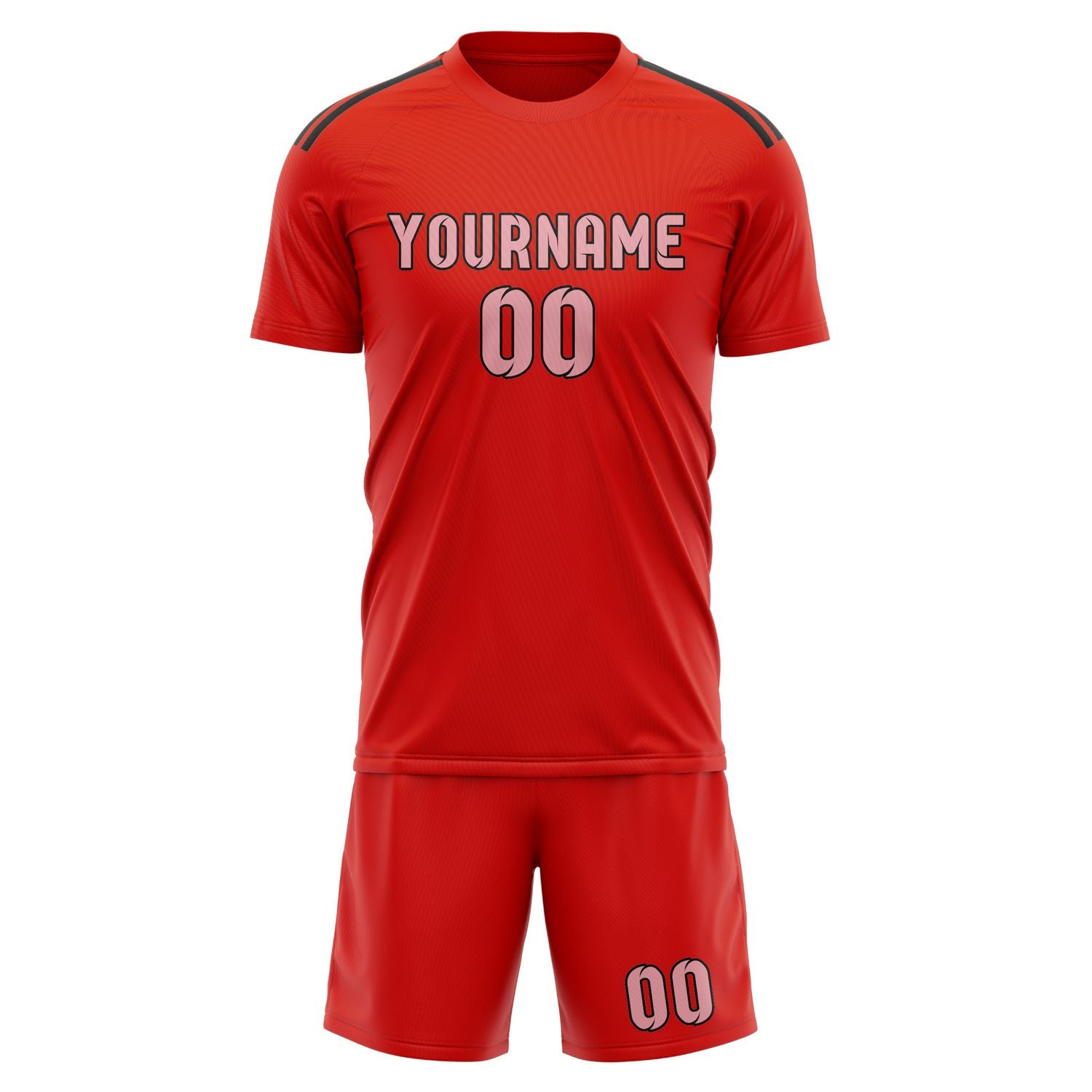 Maßgeschneidertes Professionelles Orangerot Rosa Fußballtrikot-Set