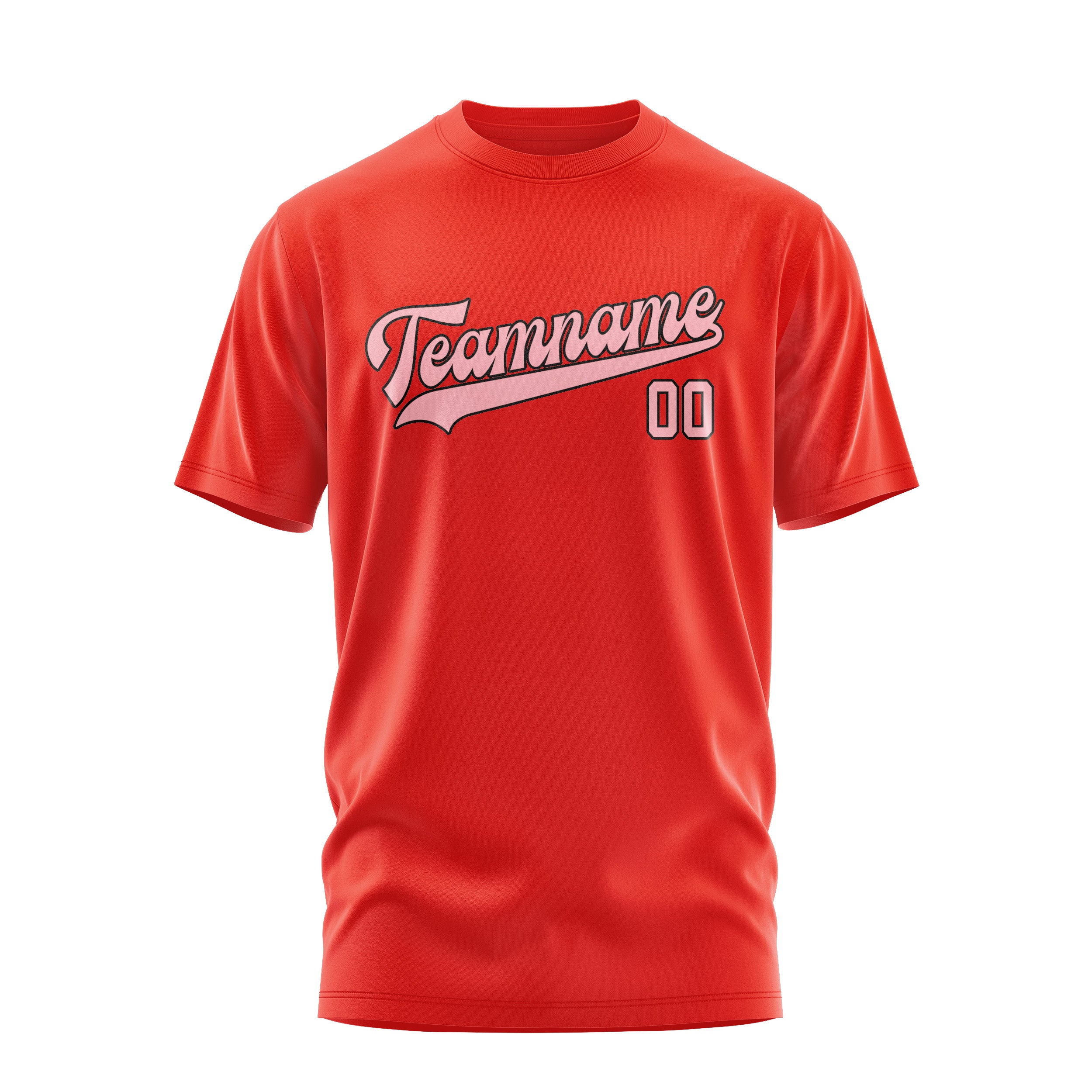 Maßgeschneidertes Orangerot Rosa T-Shirt