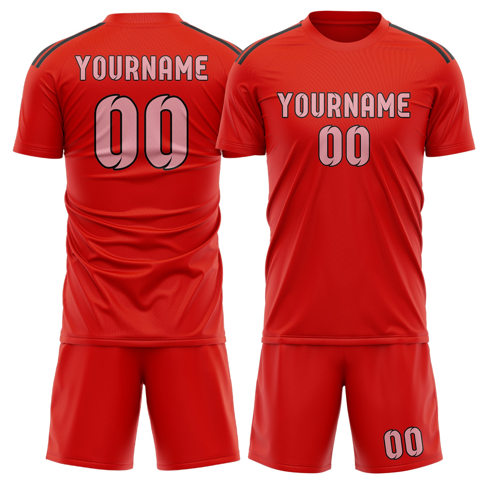 Maßgeschneidertes Professionelles Orangerot Rosa Fußballtrikot-Set