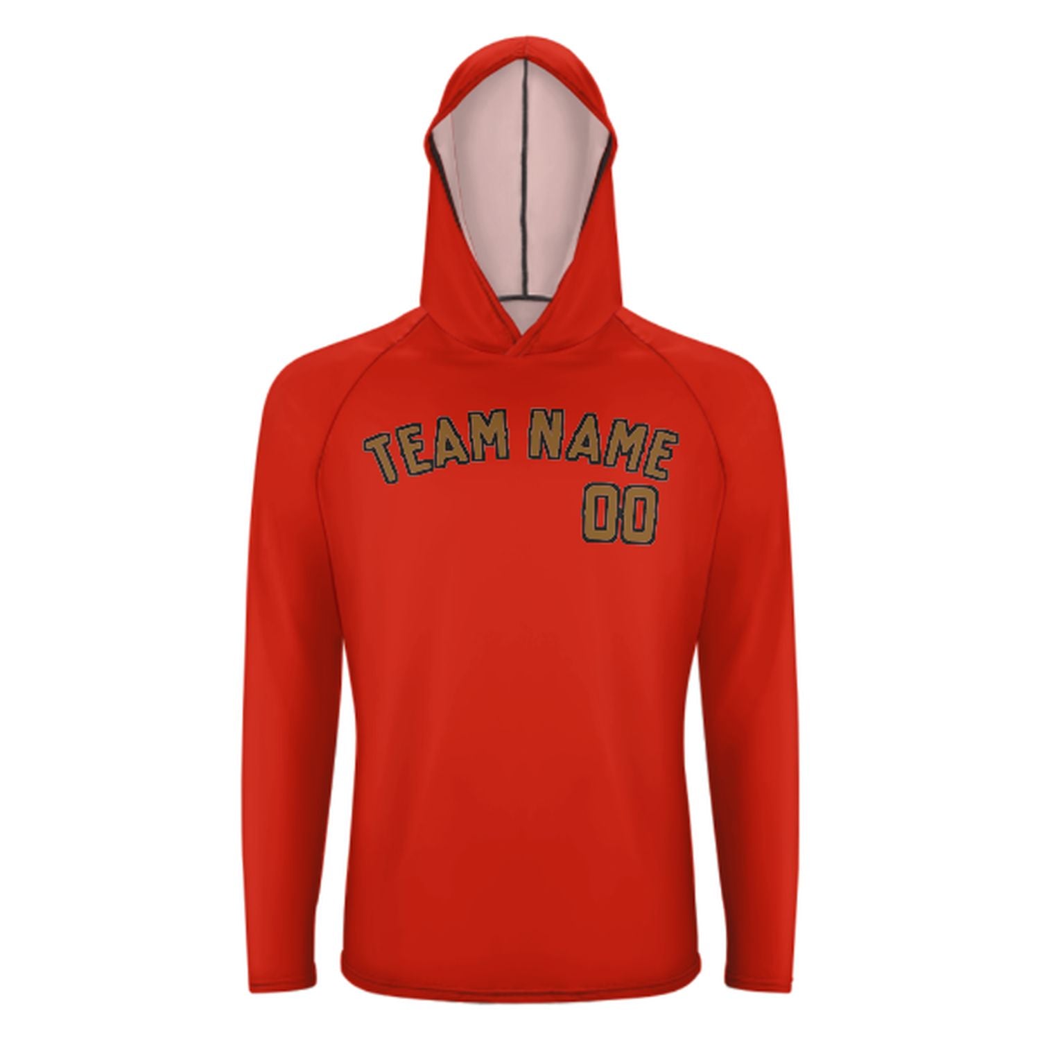 Maßgeschneidertes Orangerot Khaki UV-Hoodie