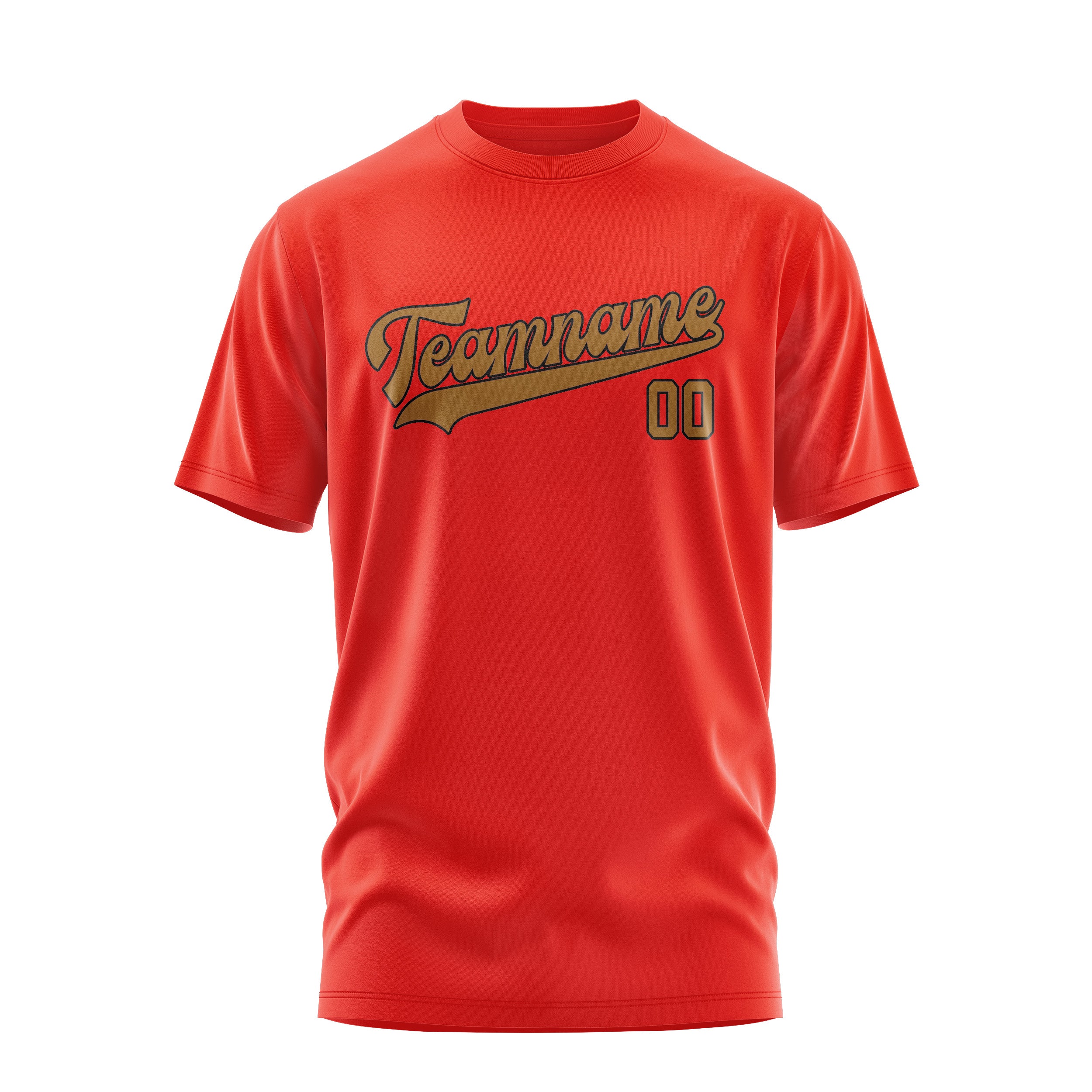 Maßgeschneidertes Orangerot Khaki T-Shirt