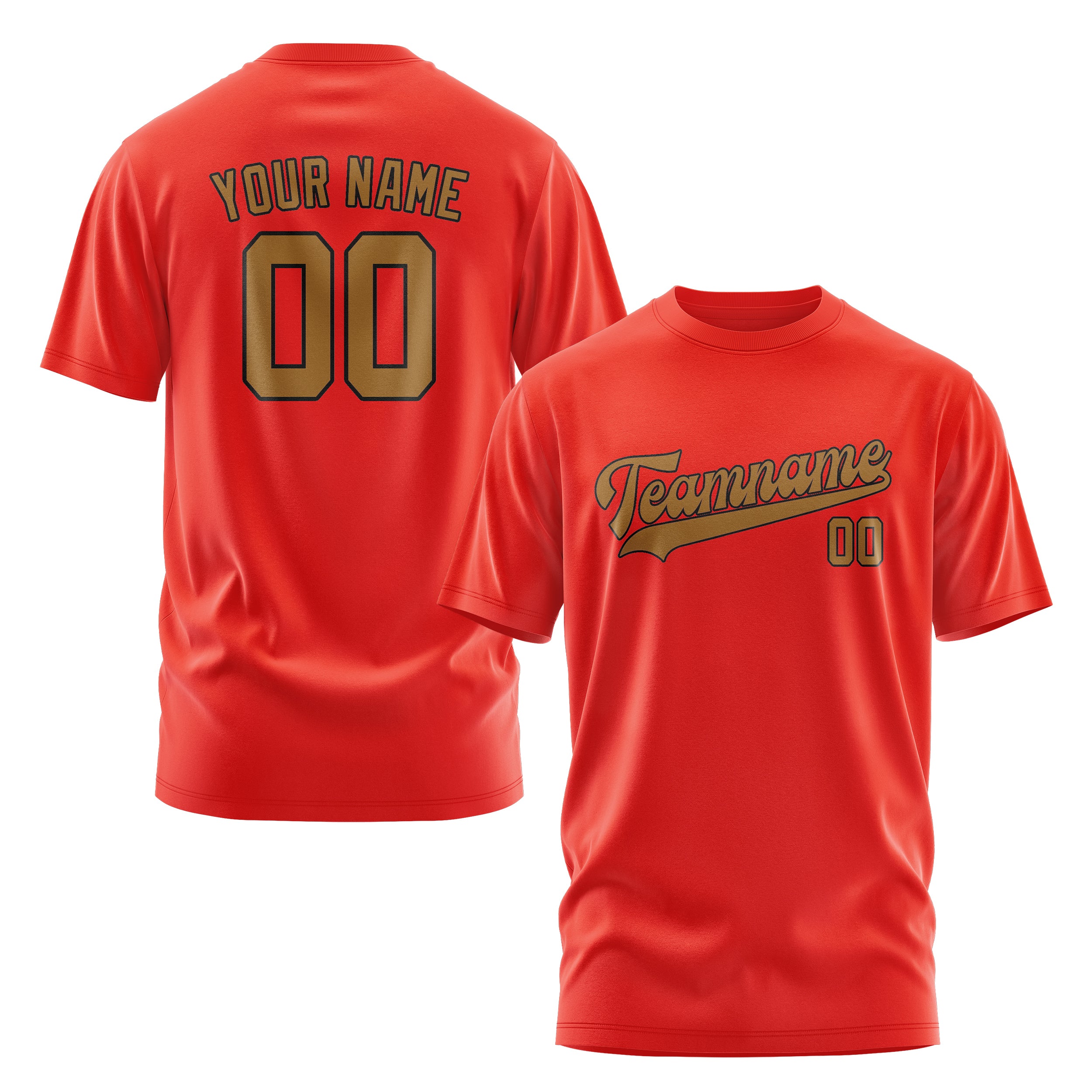 Maßgeschneidertes Orangerot Khaki T-Shirt