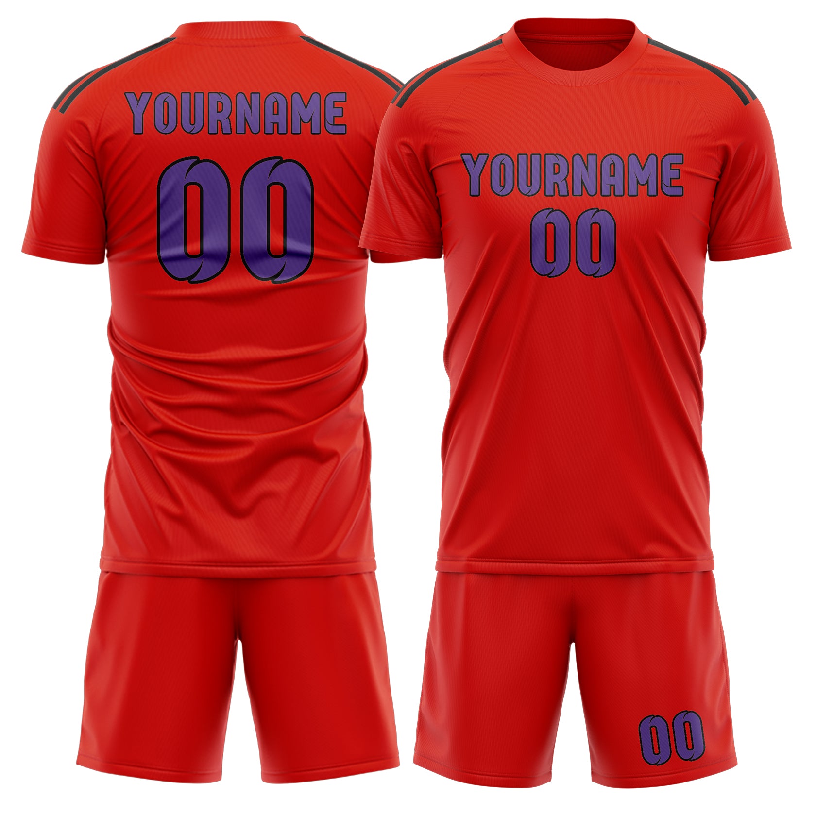Maßgeschneidertes Professionelles Orangerot Lavendel Fußballtrikot-Set