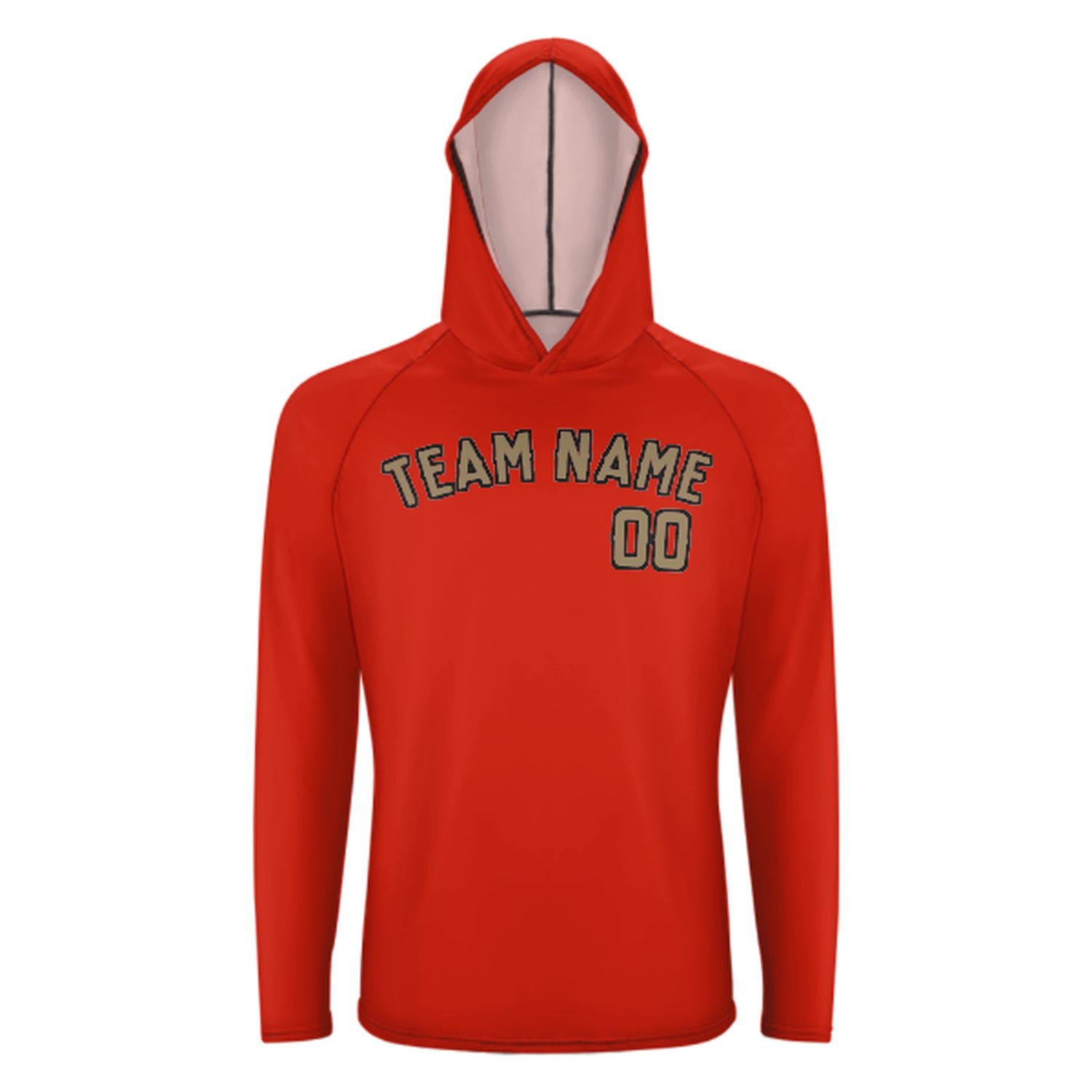 Maßgeschneidertes Orangerot Hellkhaki UV-Hoodie