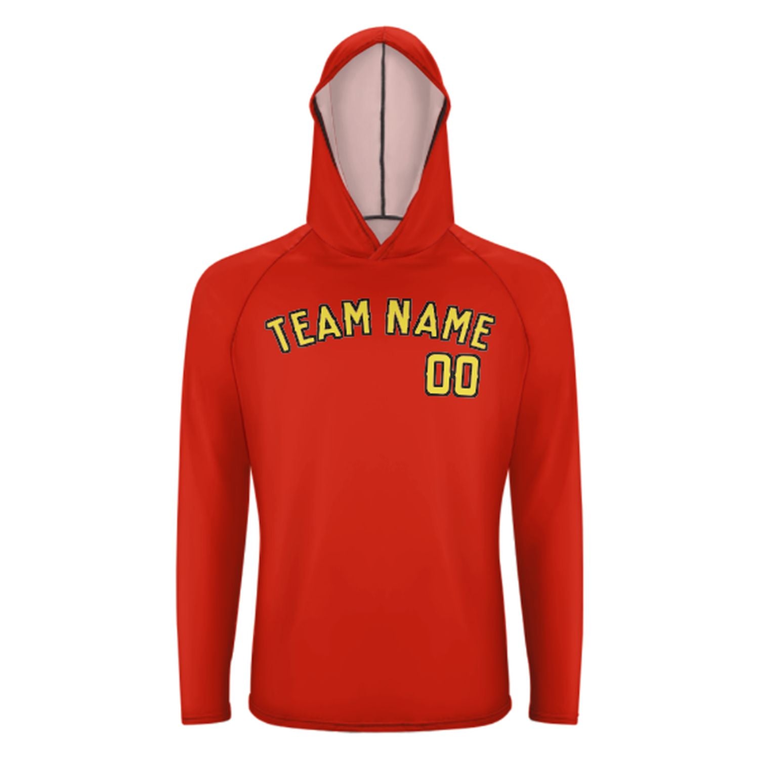 Maßgeschneidertes Orangerot Blassgelb UV-Hoodie