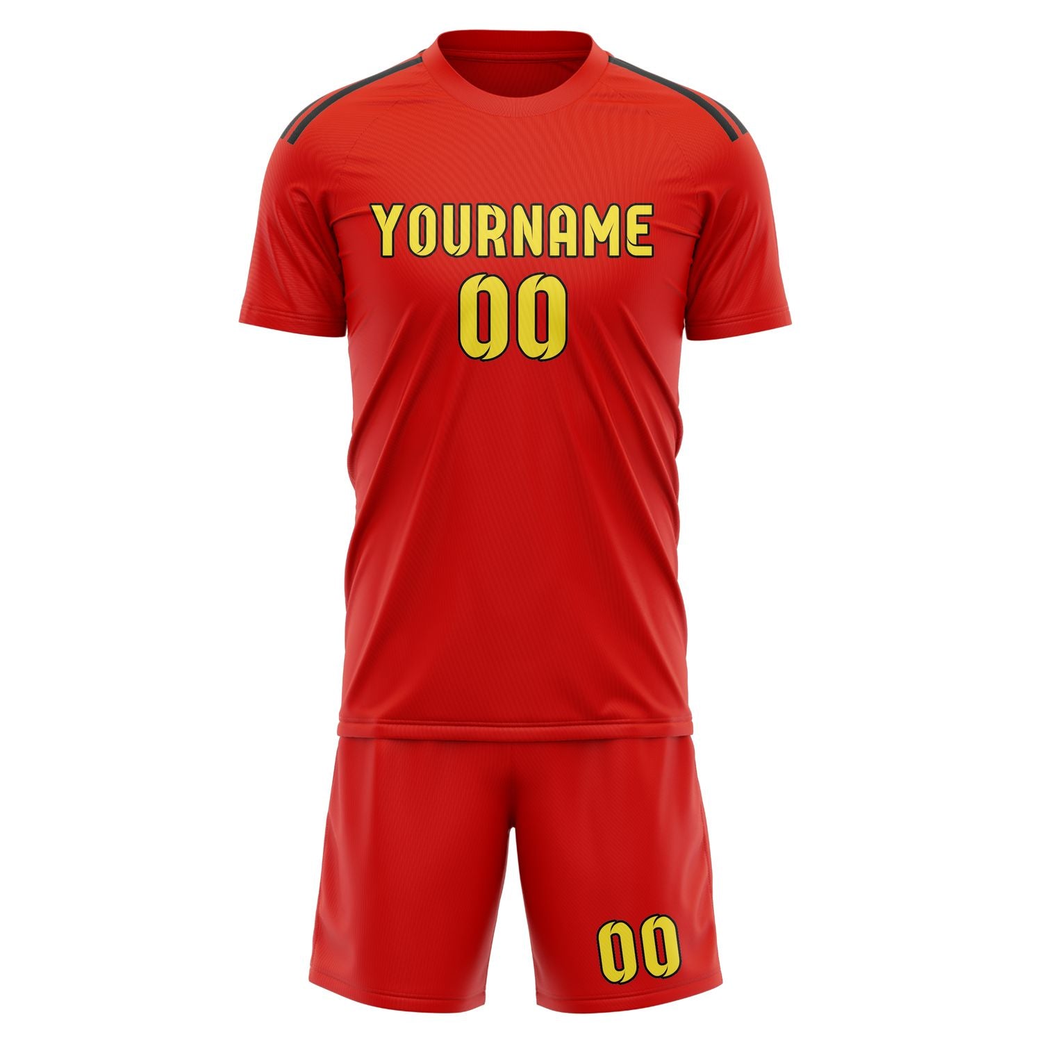 Maßgeschneidertes Professionelles Orangerot Blassgelb Fußballtrikot-Set
