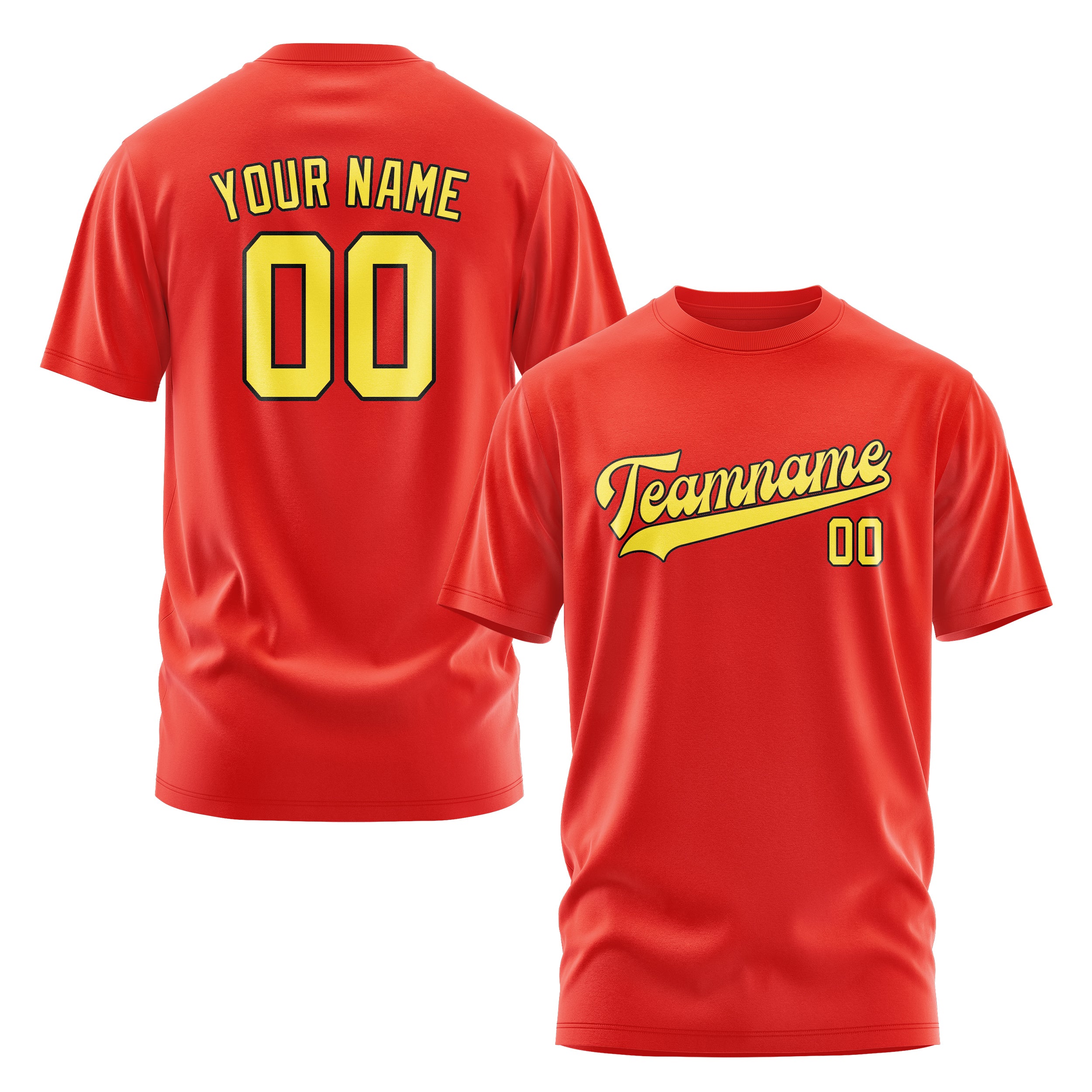 Maßgeschneidertes Orangerot Blassgelb T-Shirt