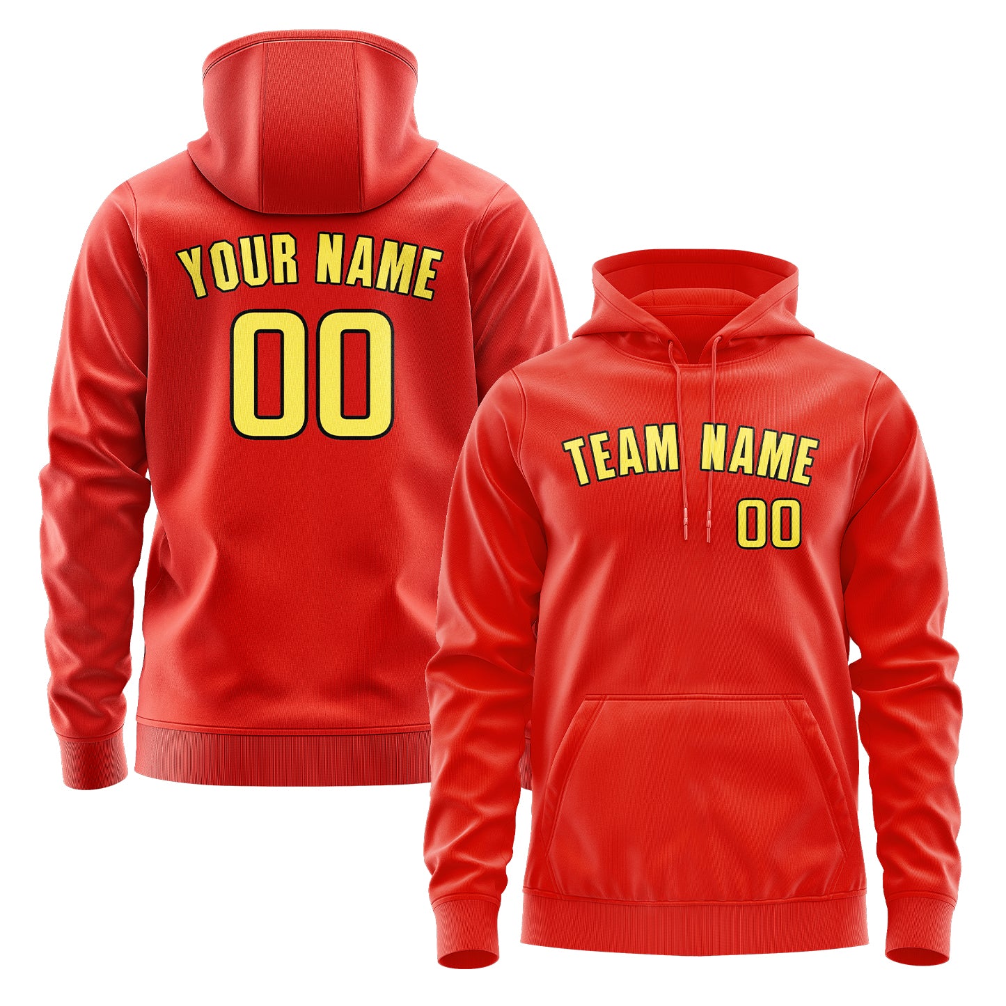 Maßgeschneidertes Orangerot Blassgelb Hoodie