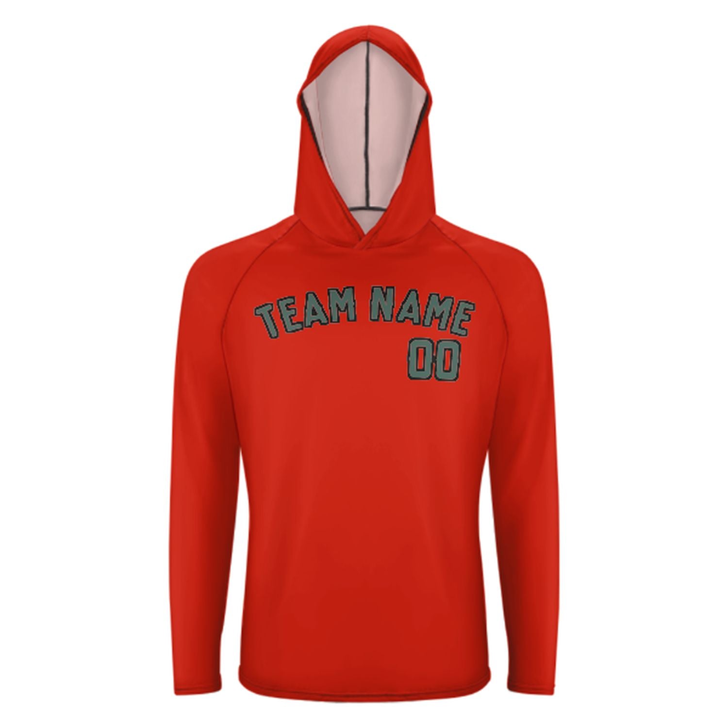 Maßgeschneidertes Orangerot Blaugrün UV-Hoodie