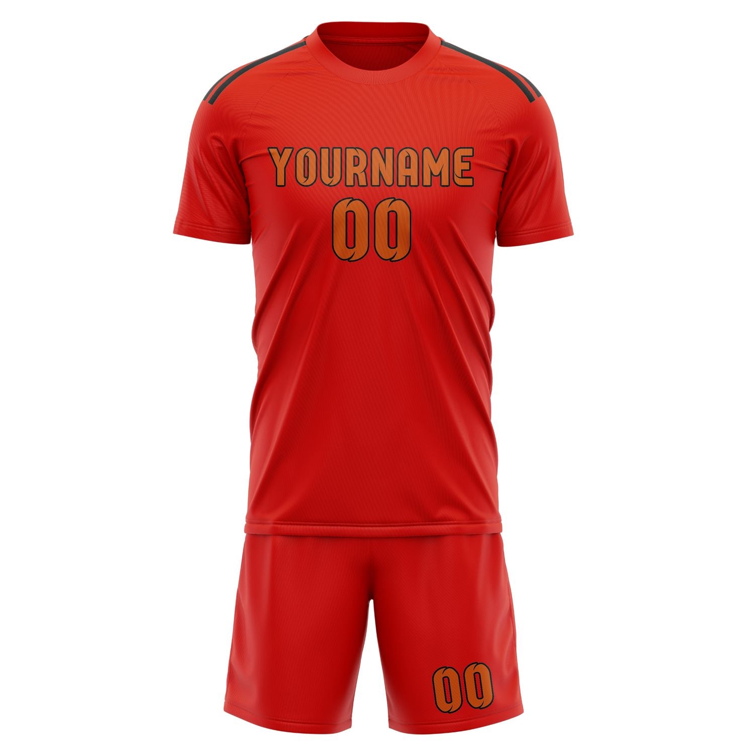 Maßgeschneidertes Professionelles Orangerot Orange Fußballtrikot-Set