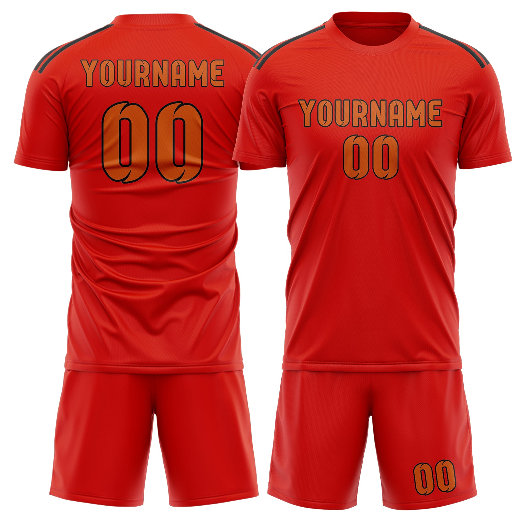 Maßgeschneidertes Professionelles Orangerot Orange Fußballtrikot-Set