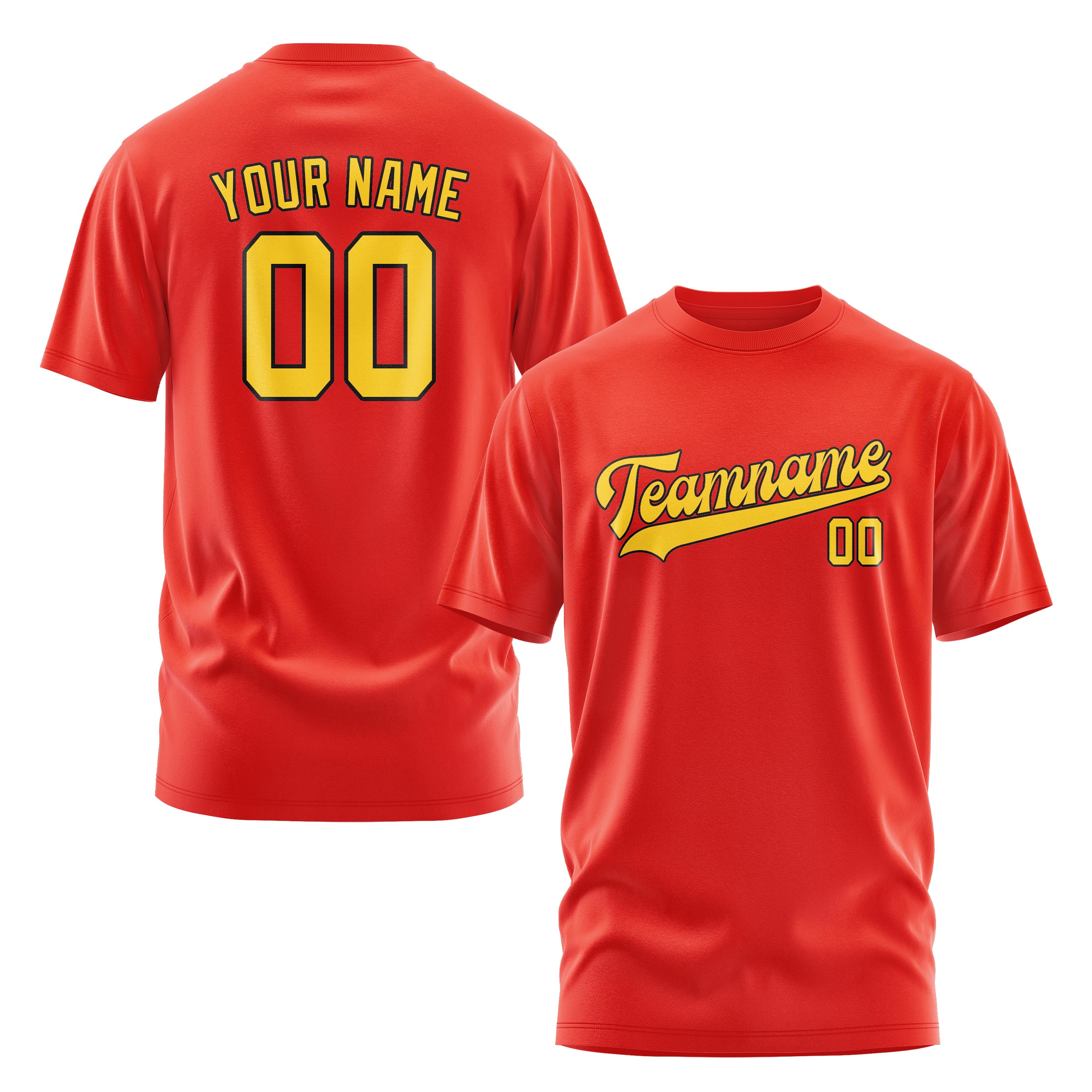 Maßgeschneidertes Orangerot Gold T-Shirt