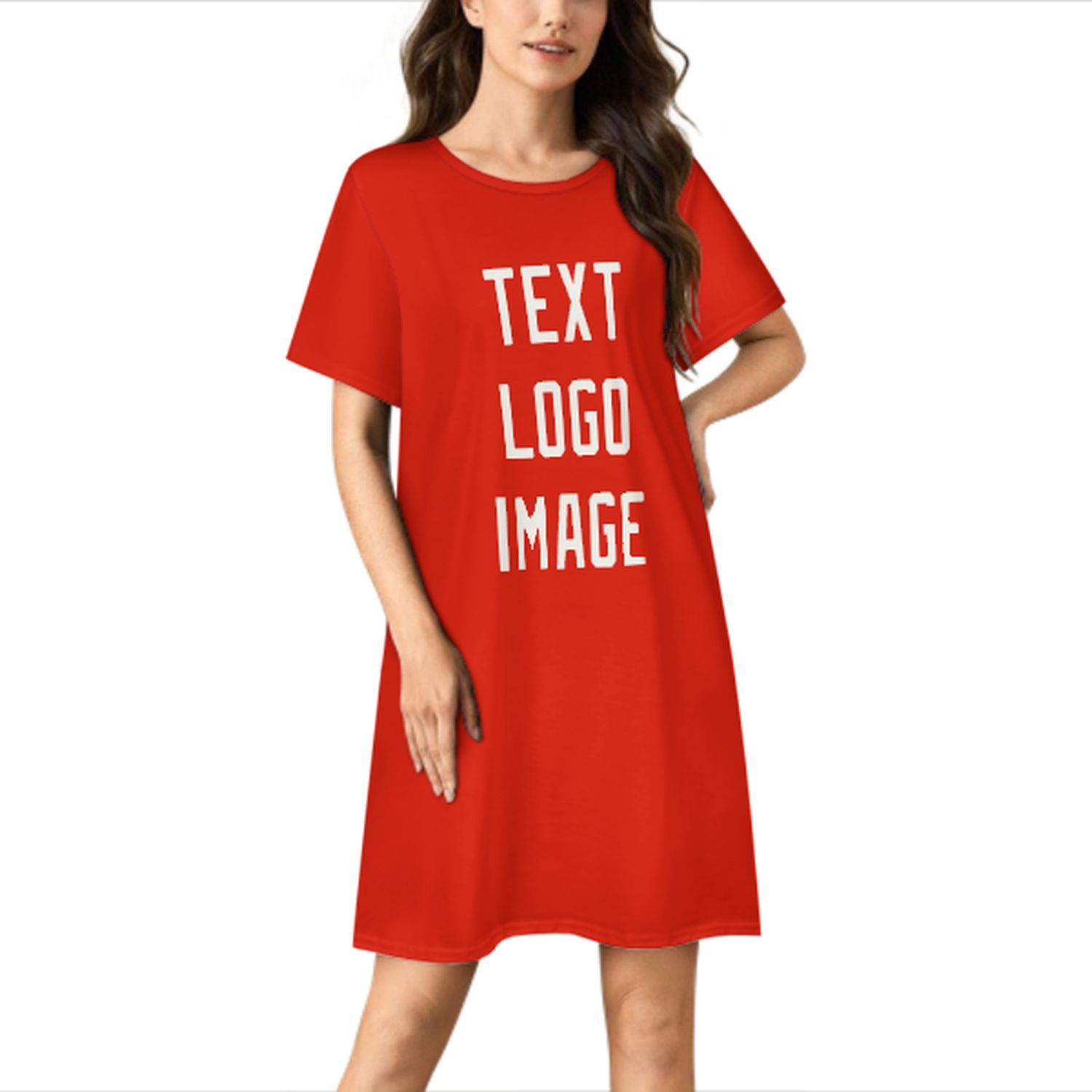 Camicia da notte arancione rossa bianca su misura
