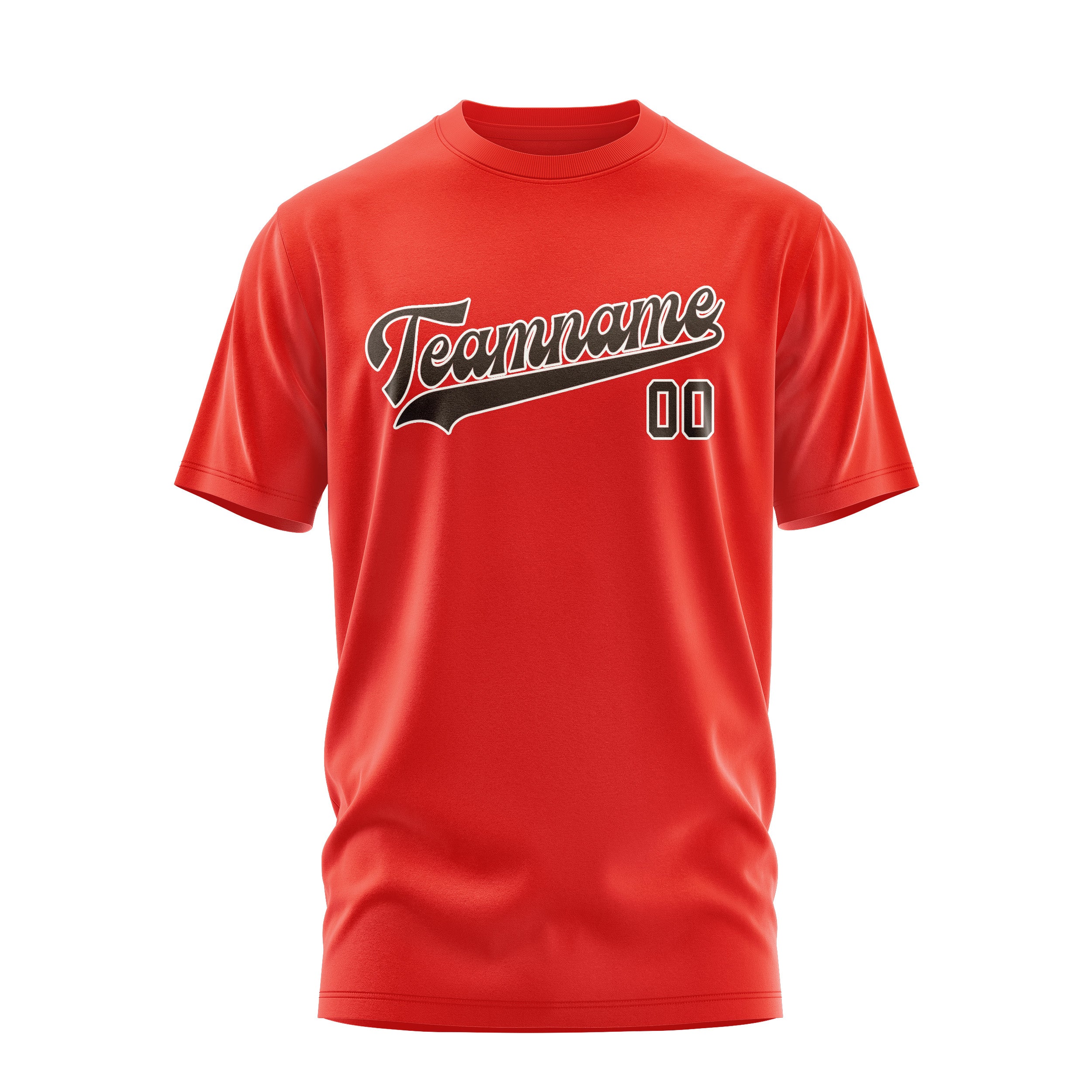 Maßgeschneidertes Orangerot Braun T-Shirt