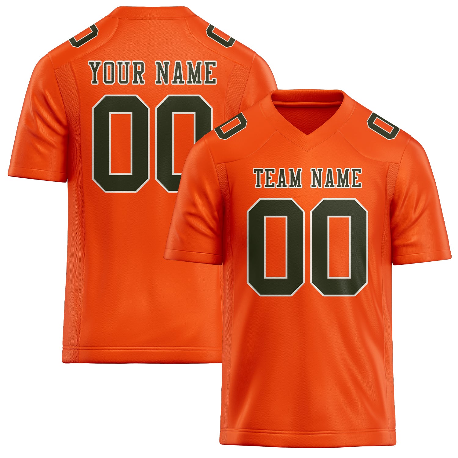 Maßgeschneidertes Professionelles Orangerot Dunkles Oliv Rugbytrikot