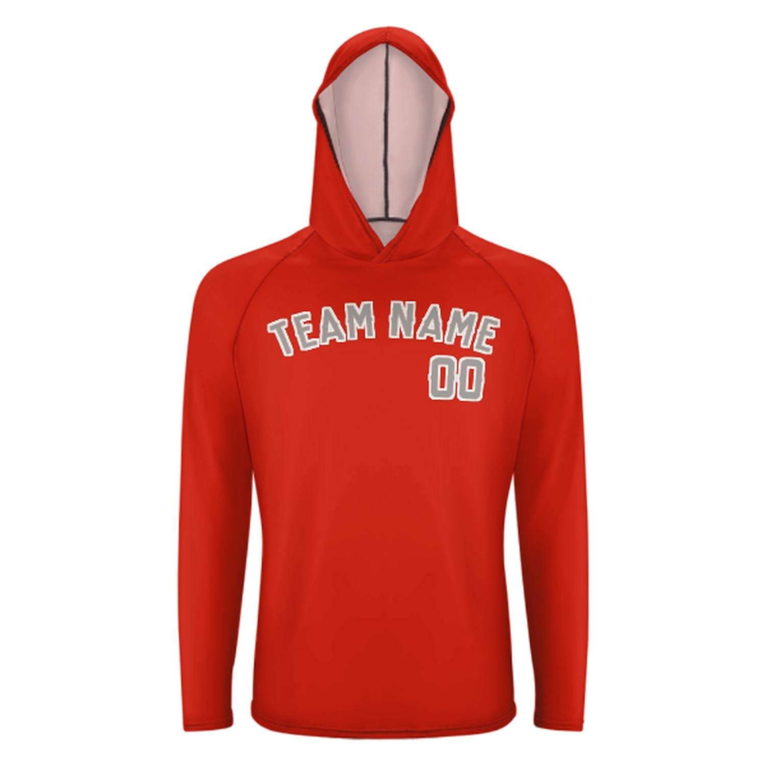 Maßgeschneidertes Orangerot Grau UV-Hoodie