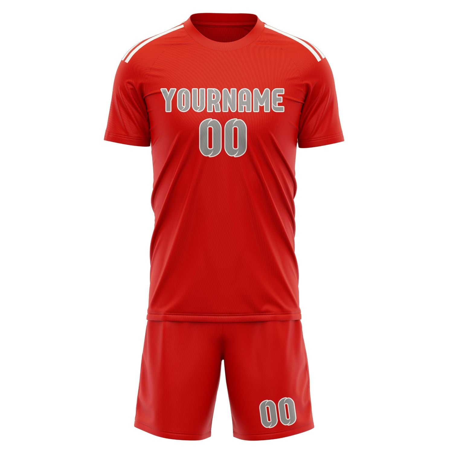 Maßgeschneidertes Professionelles Orangerot Grau Fußballtrikot-Set