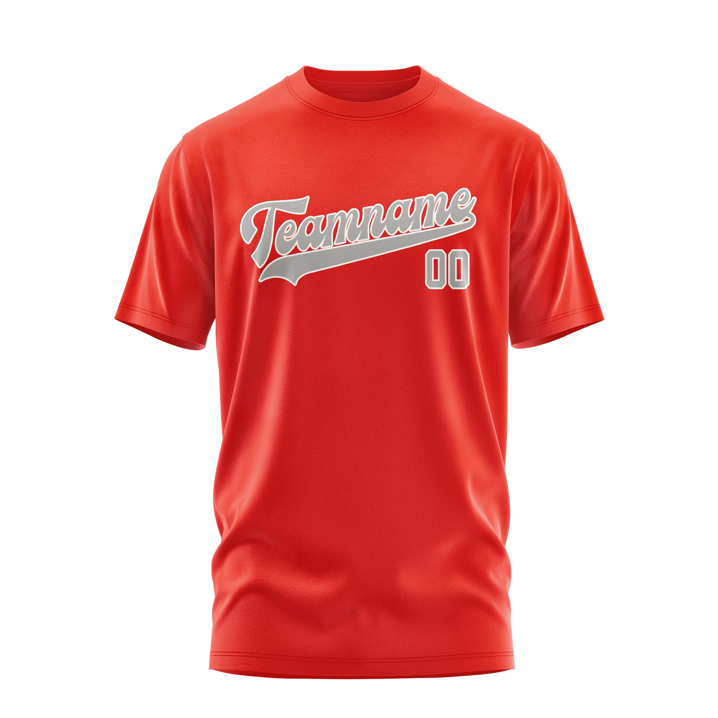 Maßgeschneidertes Orangerot Grau T-Shirt