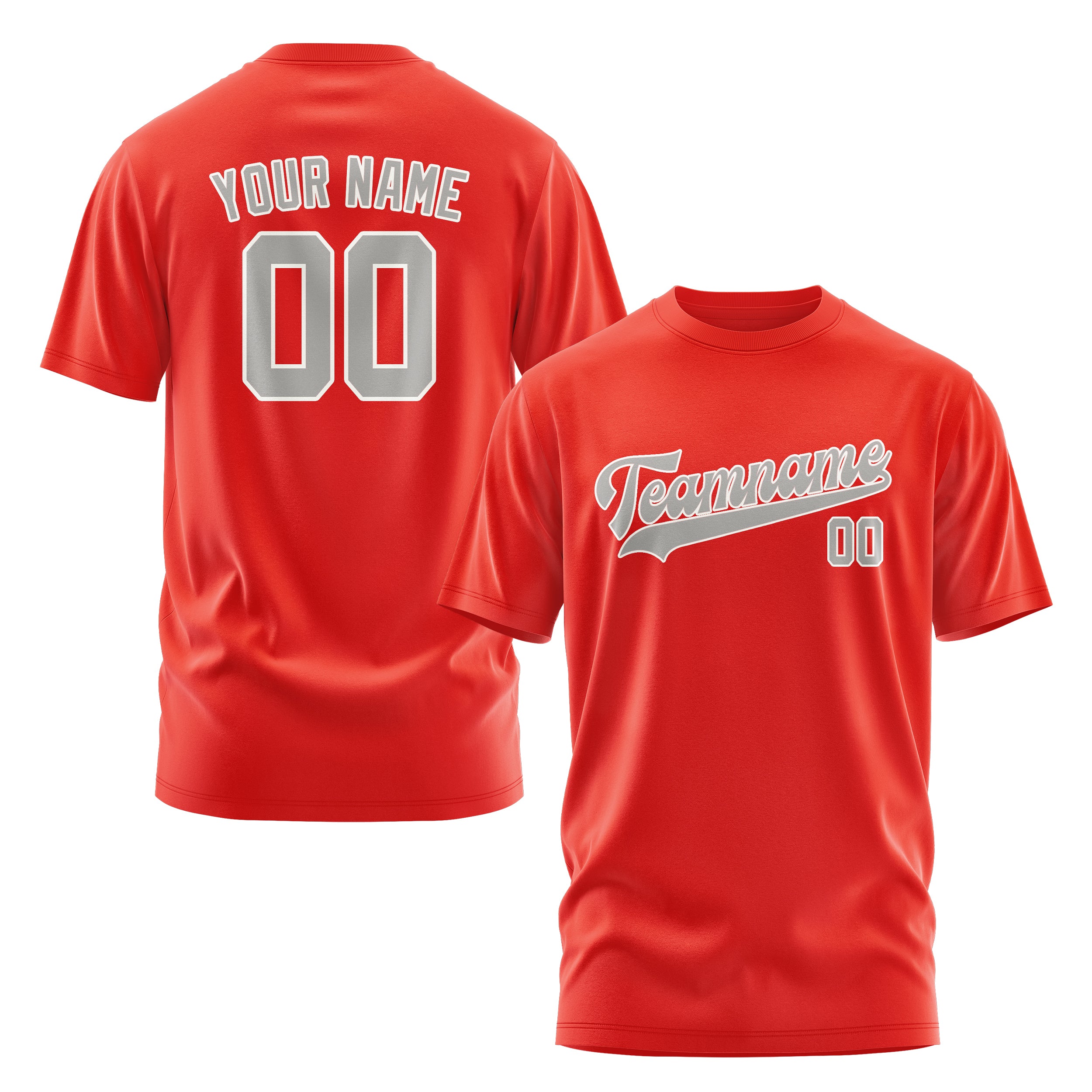 Maßgeschneidertes Orangerot Grau T-Shirt
