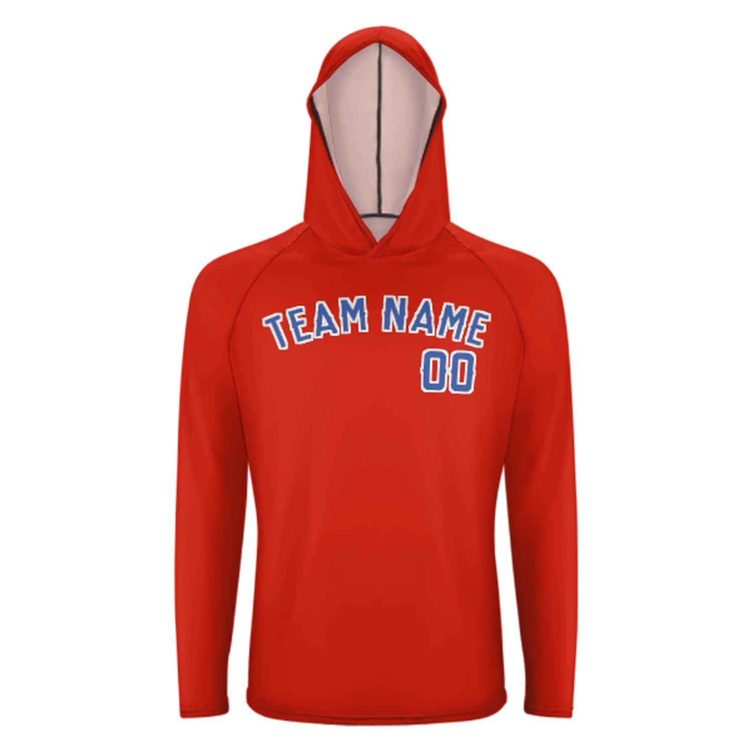Maßgeschneidertes Orangerot Himmelblau UV-Hoodie
