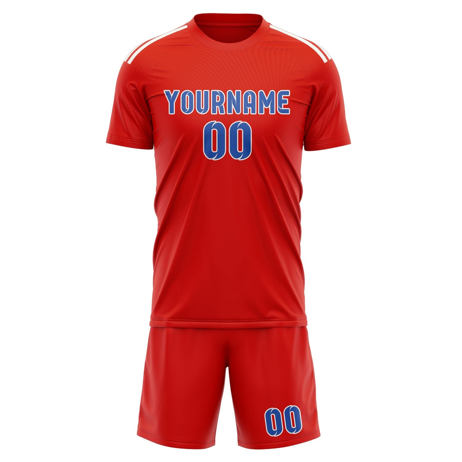 Maßgeschneidertes Professionelles Orangerot Himmelblau Fußballtrikot-Set