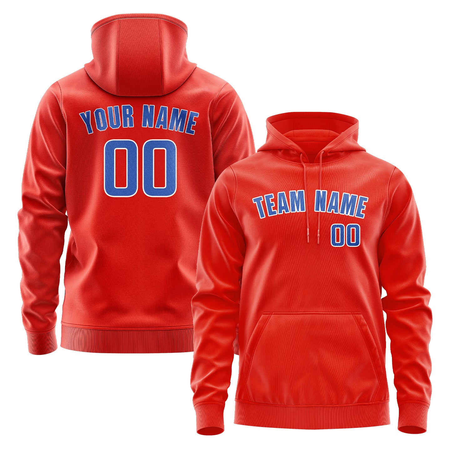 Maßgeschneidertes Orangerot Himmelblau Hoodie