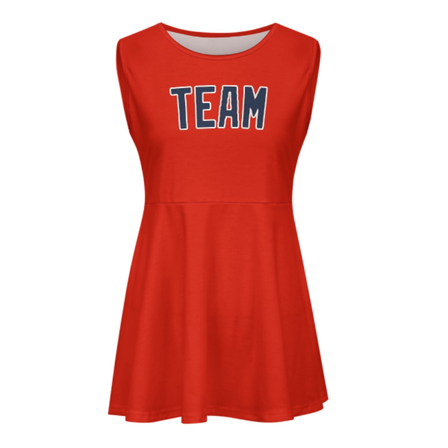Maßgeschneidertes Orangerot Marineblau Cheerleader-Kleid