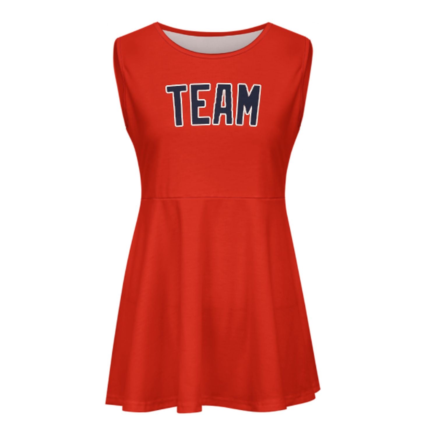 Maßgeschneidertes Orangerot Stahlblau Cheerleader-Kleid