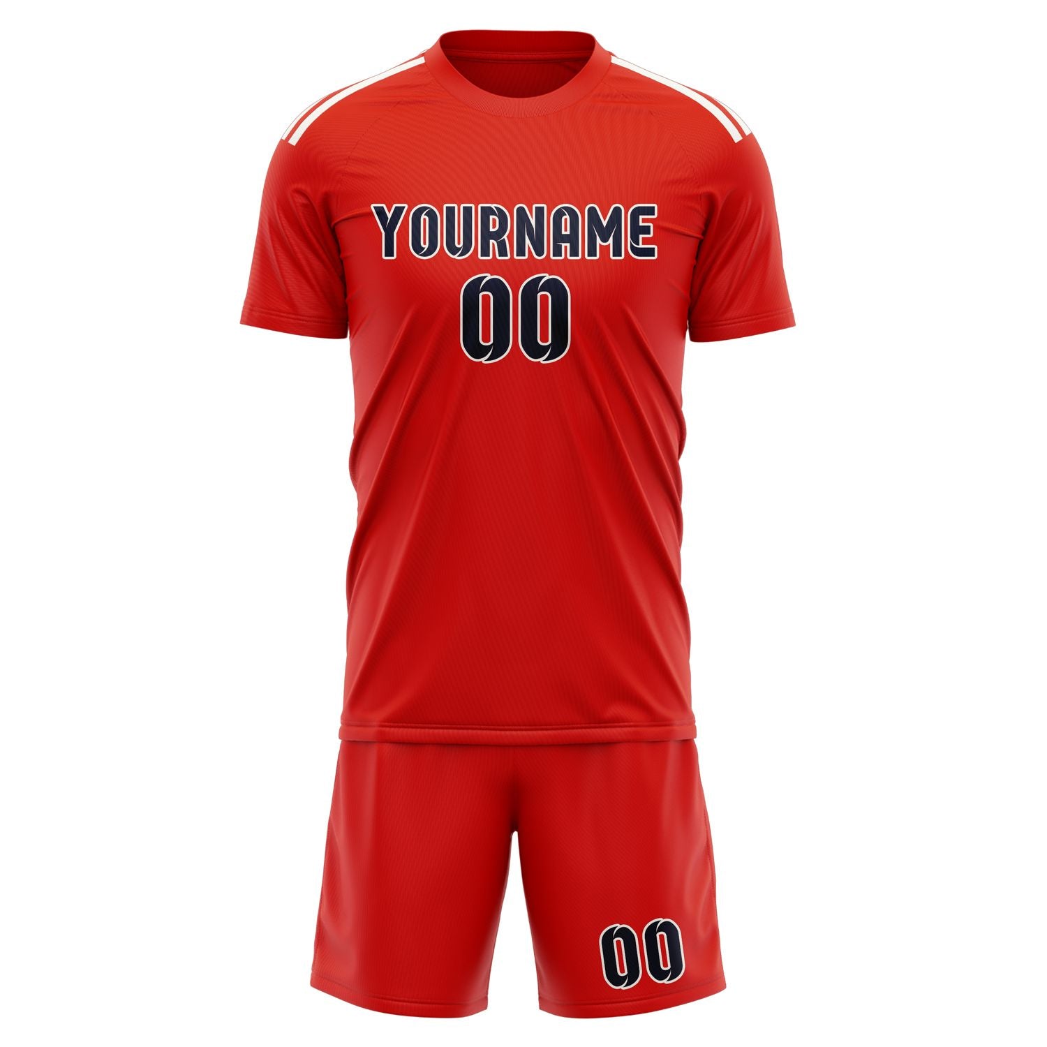 Maßgeschneidertes Professionelles Orangerot Stahlblau Fußballtrikot-Set