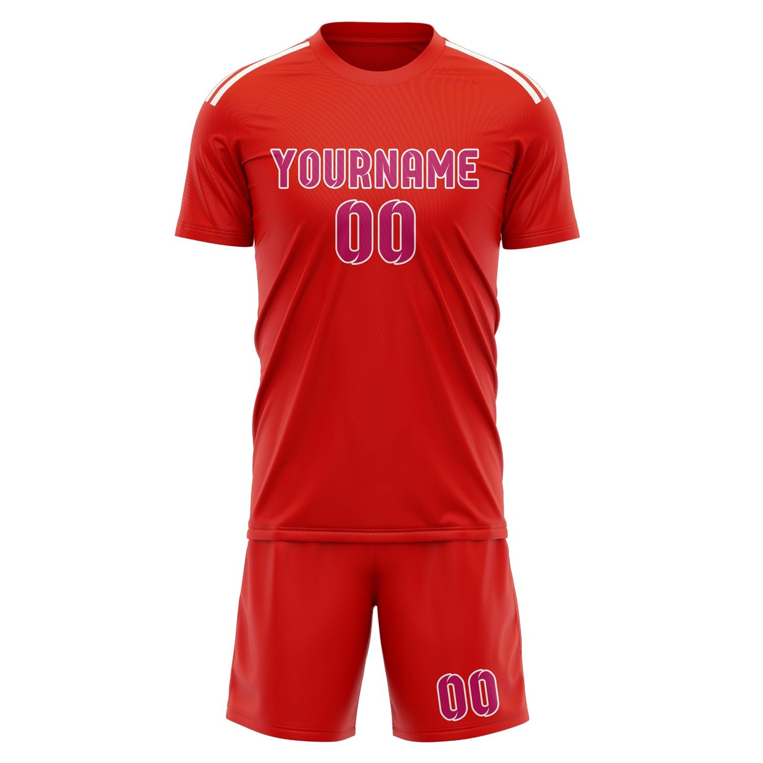 Maßgeschneidertes Professionelles Orangerot Rosarot Fußballtrikot-Set