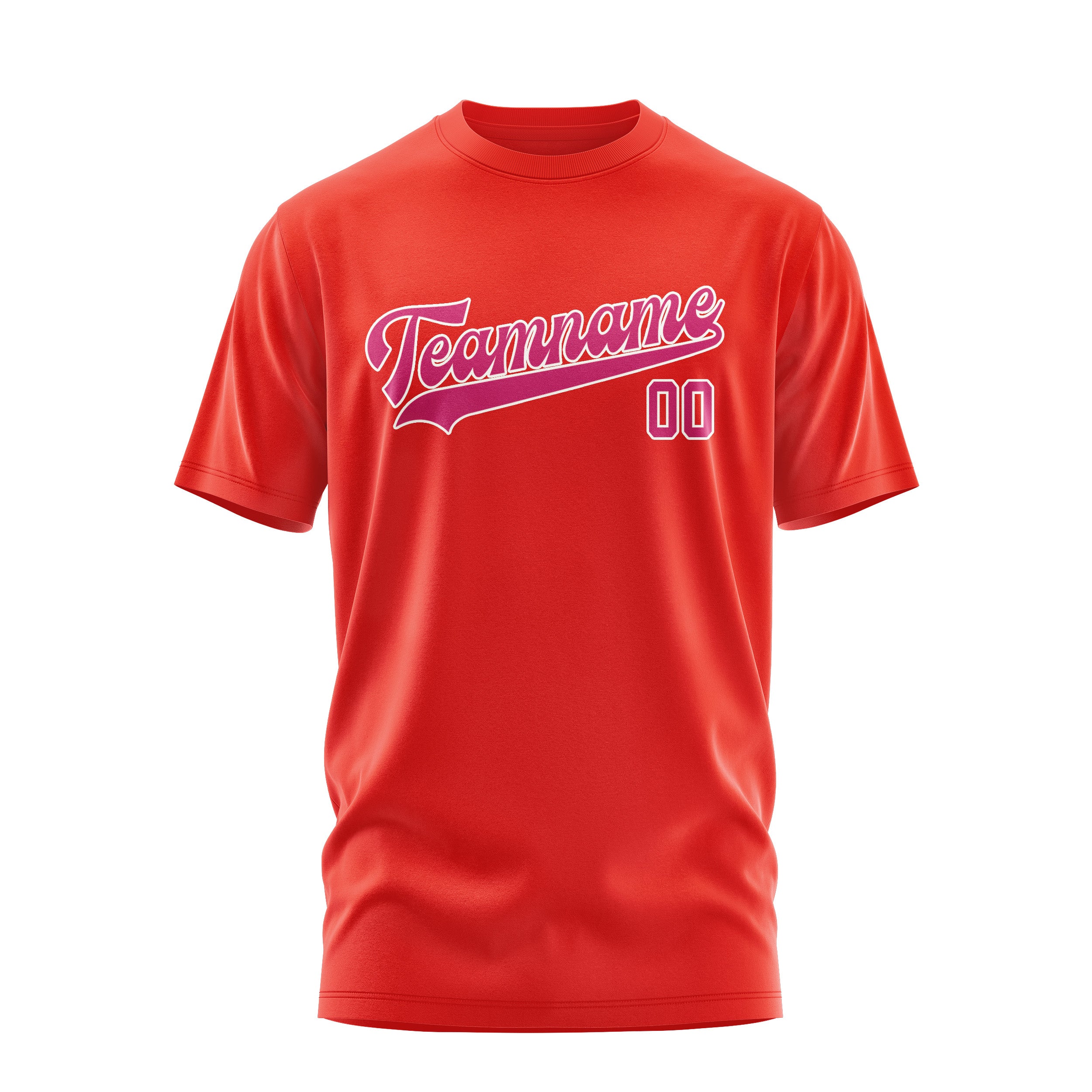Maßgeschneidertes Orangerot Rosarot T-Shirt