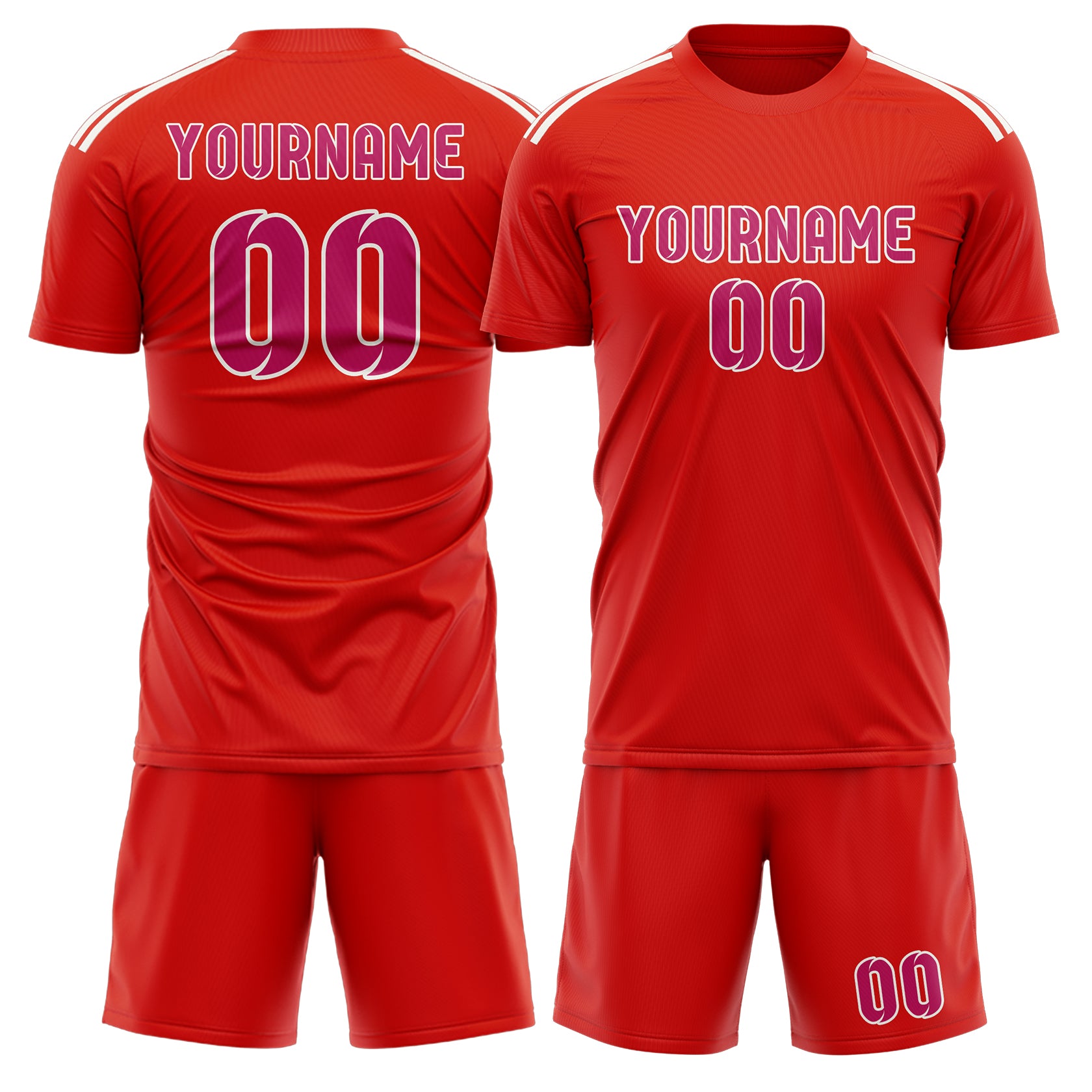 Maßgeschneidertes Professionelles Orangerot Rosarot Fußballtrikot-Set