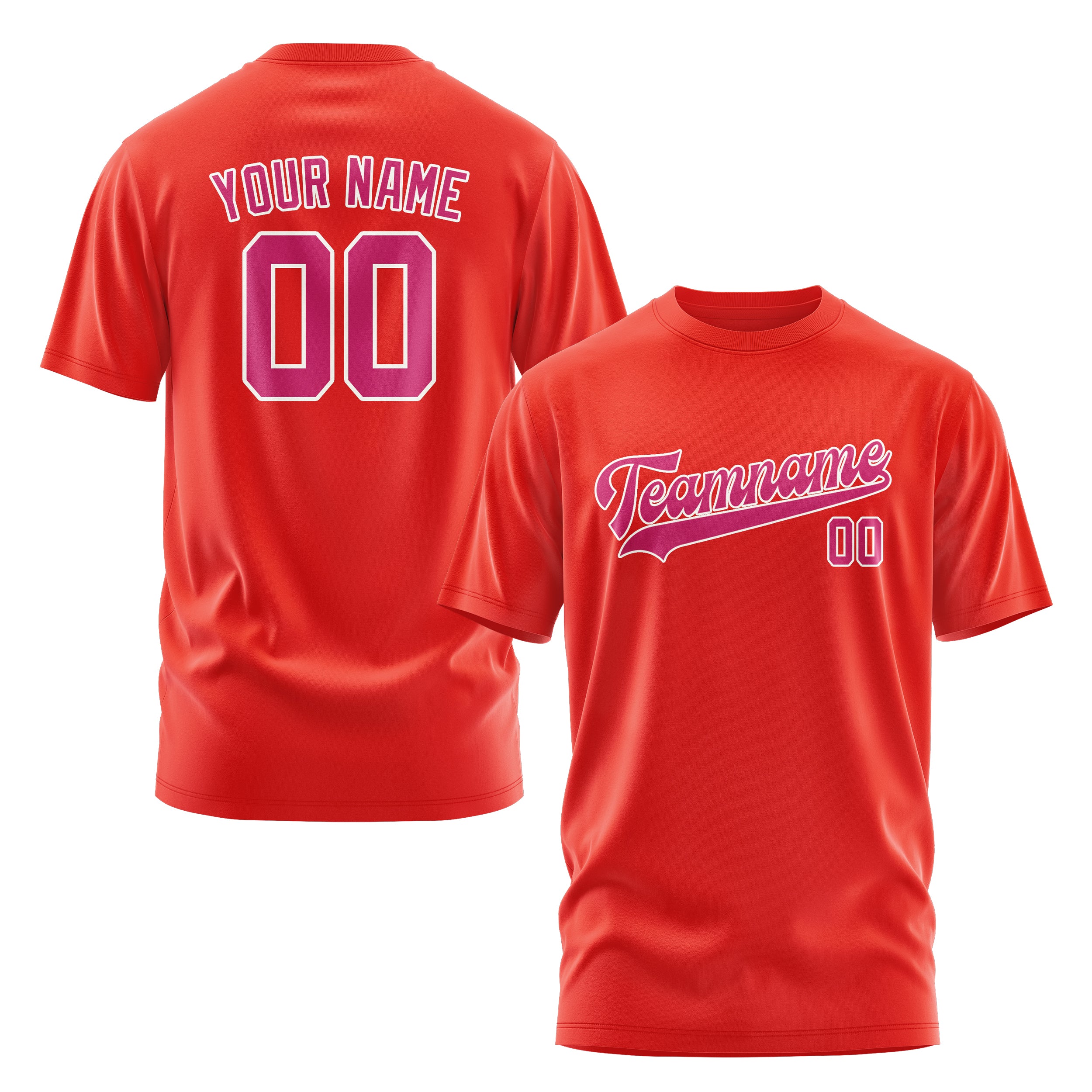 Maßgeschneidertes Orangerot Rosarot T-Shirt