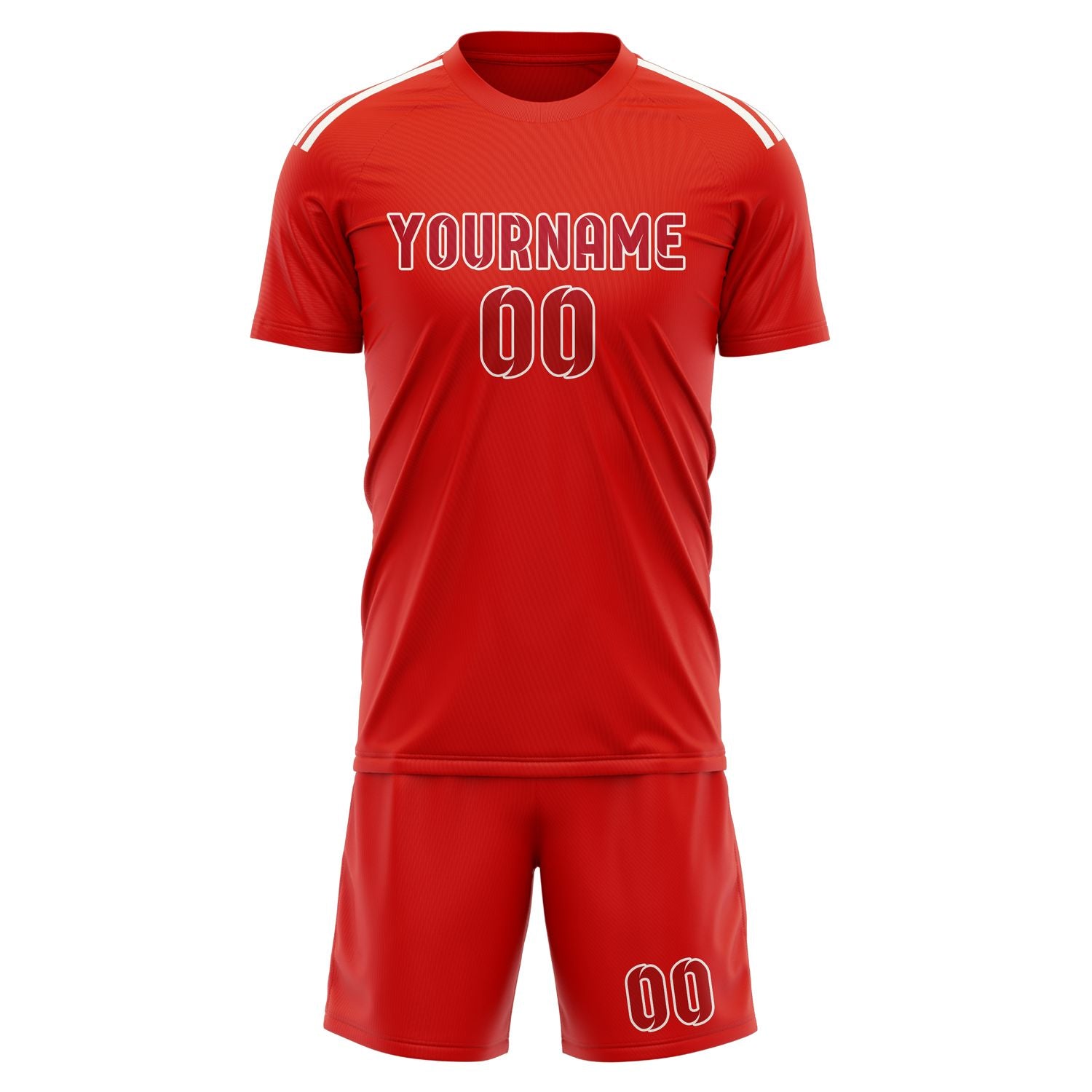 Maßgeschneidertes Professionelles Orangerot Rot Fußballtrikot-Set