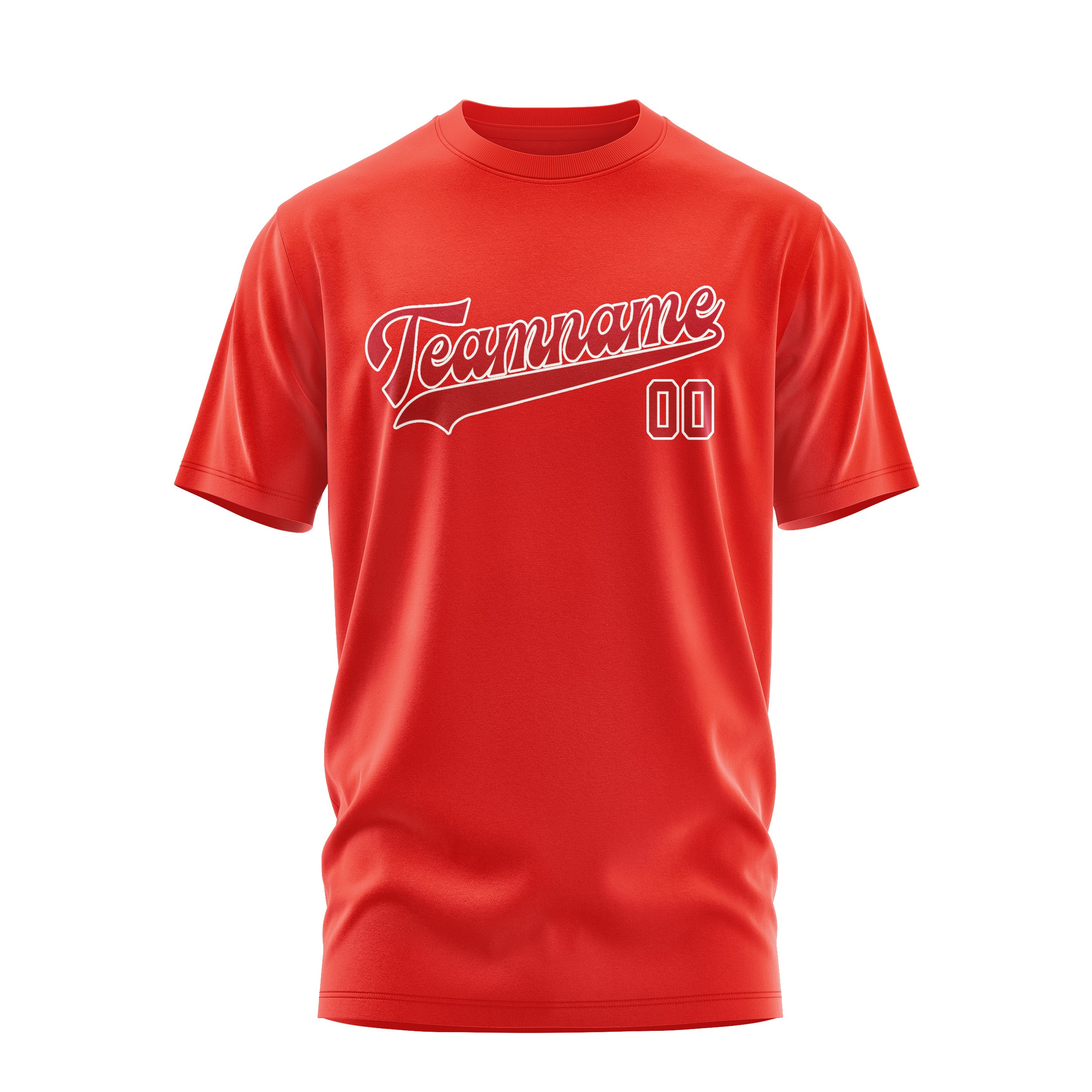 Maßgeschneidertes Orangerot Rot T-Shirt