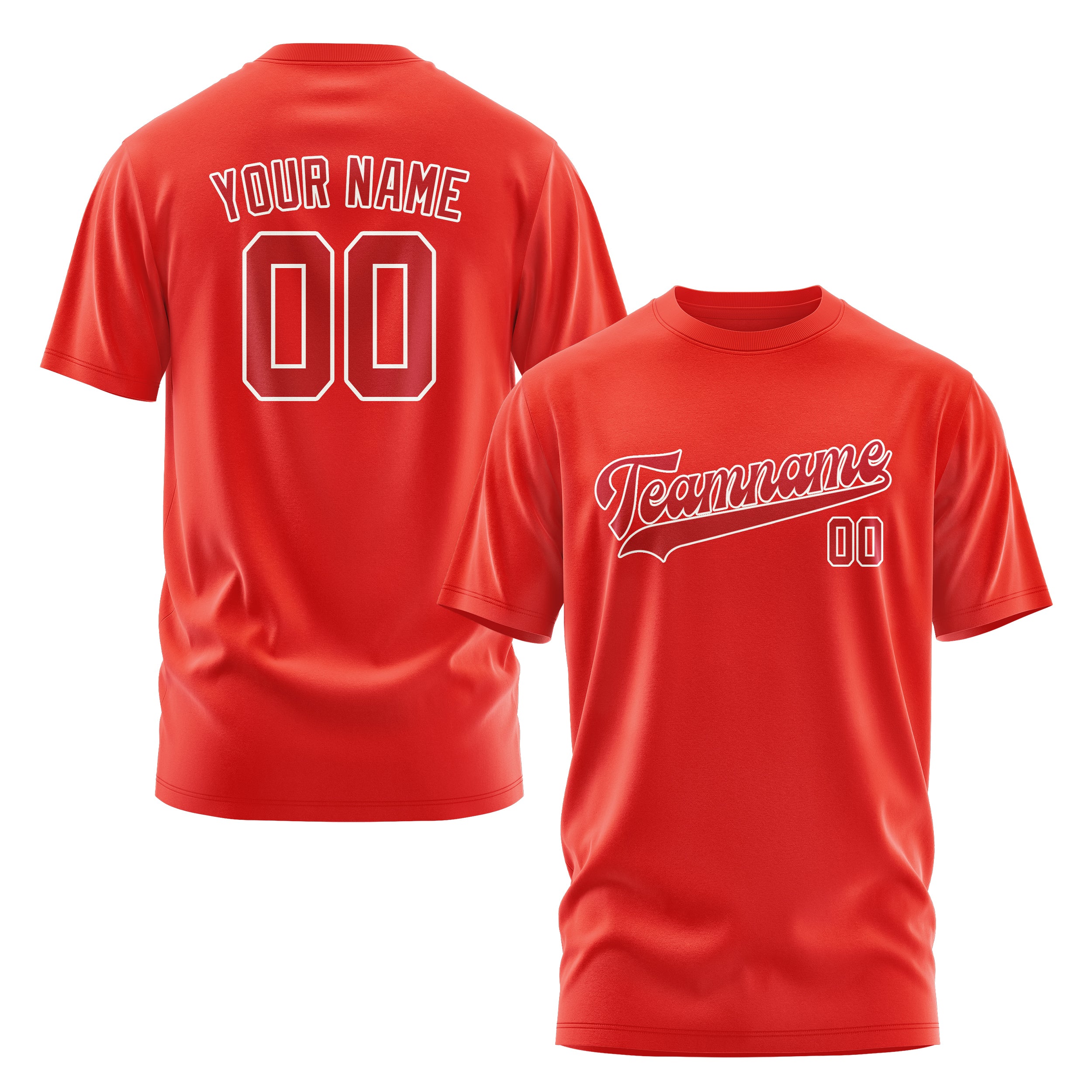 Maßgeschneidertes Orangerot Rot T-Shirt