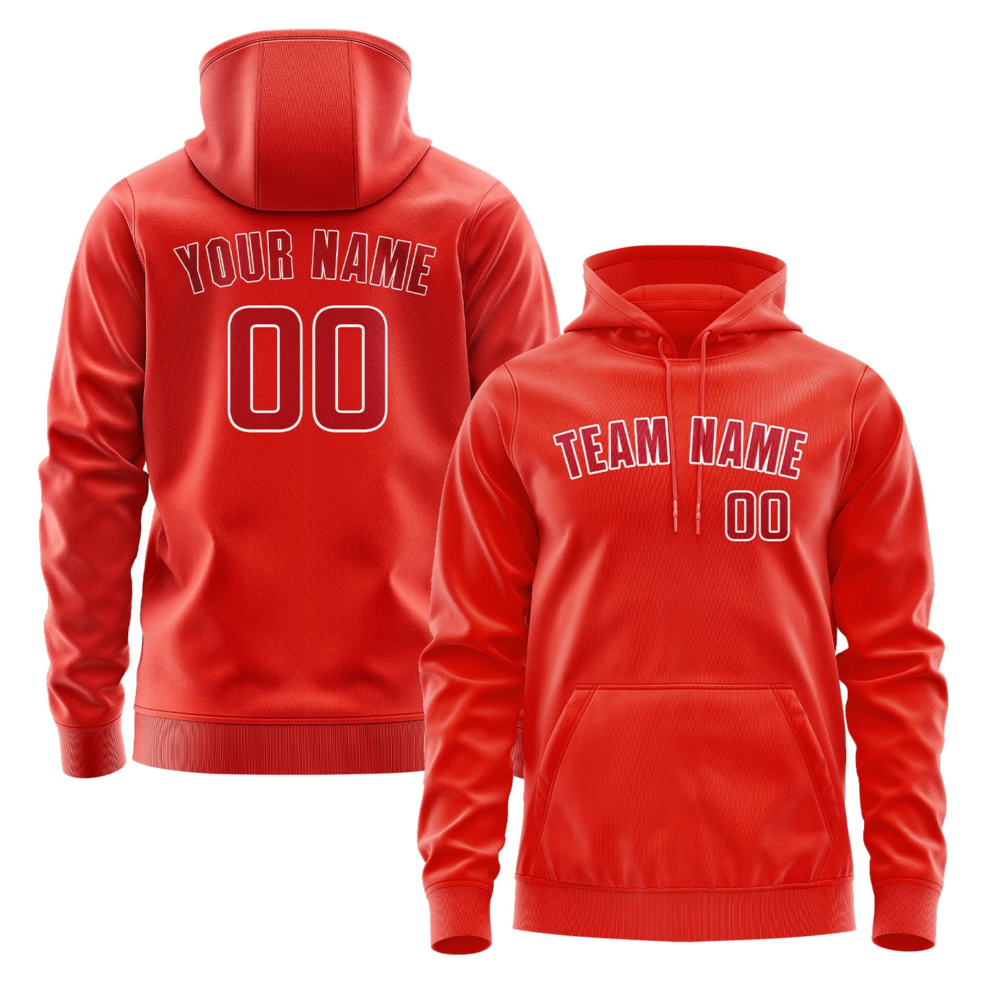 Maßgeschneidertes Orangerot Rot Hoodie