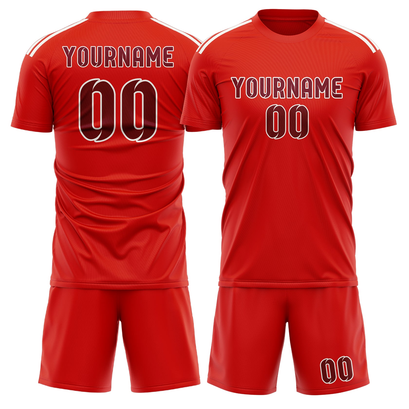 Maßgeschneidertes Professionelles Orangerot Karmesinrot Fußballtrikot-Set